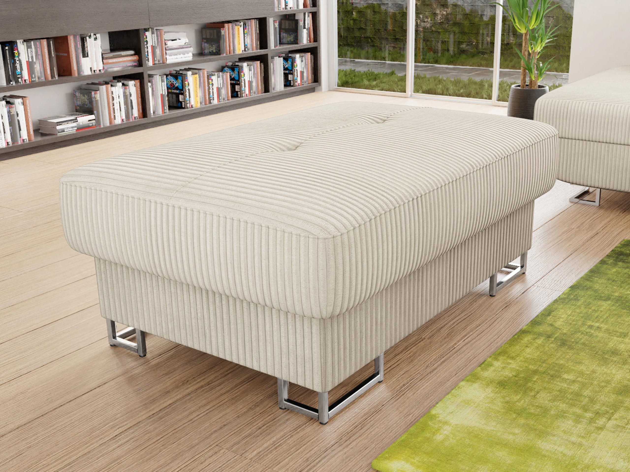 MIRJAN24 Polsterhocker Cotere Cord, 104x67x42 cm, Metallfüße in der Farbe Silber (Höhe: 9 cm)