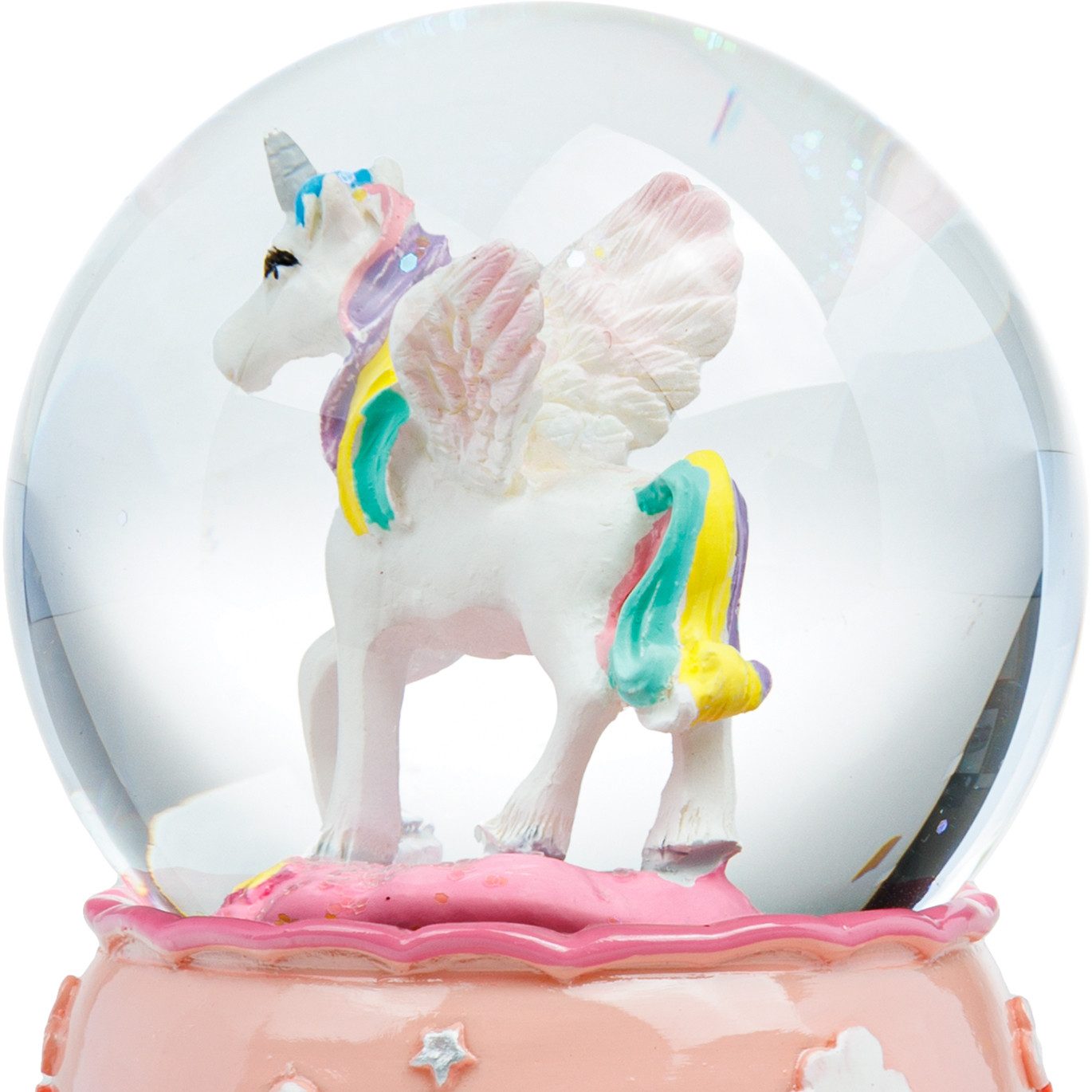 SIKORA Schneekugel SK45 Mittelgroße Glas Schneekugel Einhorn Regenbogenfarben D:65mm – Bild 4 von 5