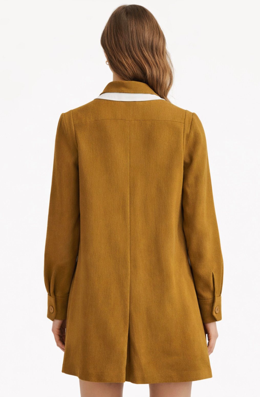 Chloé Midikleid Damen A-Linien Kleid mit Pussybow-Schleifenkragen Manschetten mit Knopfverschluss und verdeckte Knopfleiste