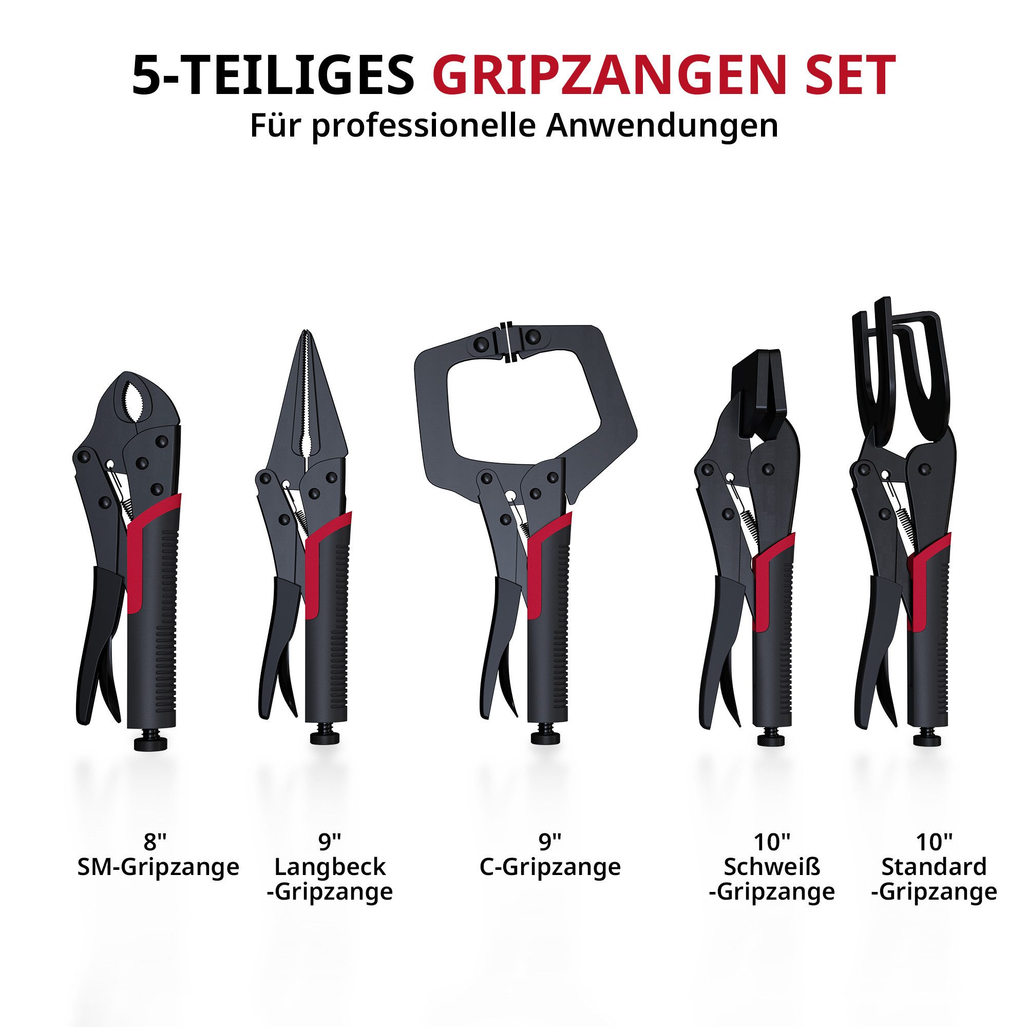 CCLIFE Gripzange CCLIFE Gripzangen Set aus Stahl fuer Schweißen und Reparatur, 5-tlg.