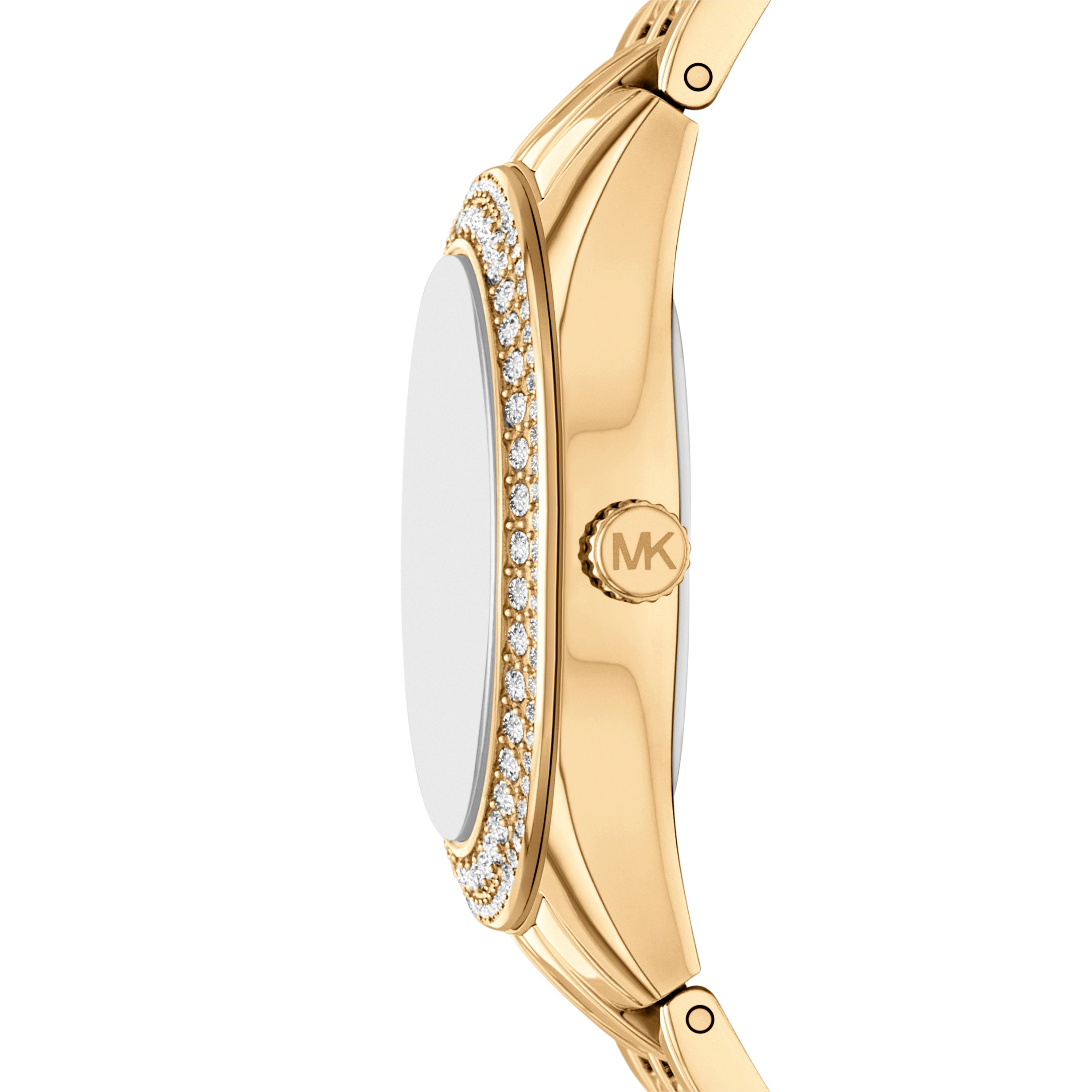 MICHAEL KORS Quarzuhr HARLOWE MK4974SET, (Set, 4-tlg., Uhr mit Armreif und ein Paar Steckcreolen), Armbanduhr, Damenuhr, Edelstahlarmband, Ideal auch als Geschenk