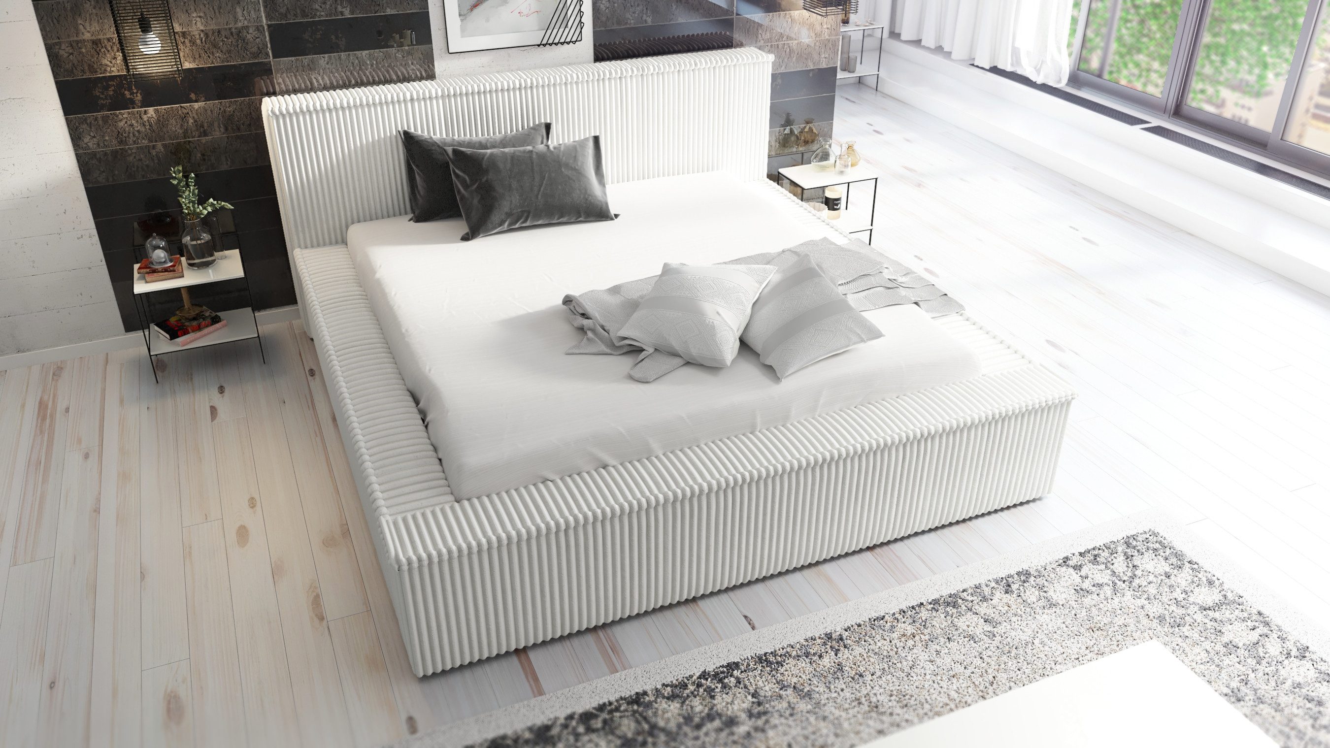 A&J MöbelLand GmbH Polsterbett RIO mit Lattenrost und Bettkasten. (Bett mit günstig online kaufen