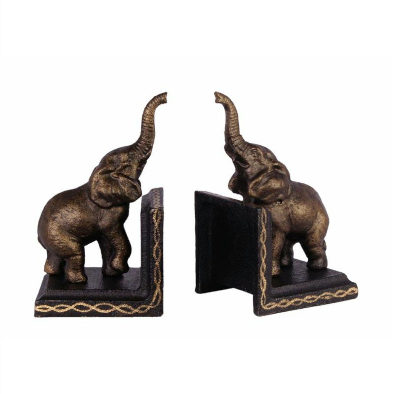 Moritz Buchstütze 2er Set Elefant Elephant 8 x 9 x 15 cm, Buchstützen Halter für Bücher Buchständer Buchhalter Elefant