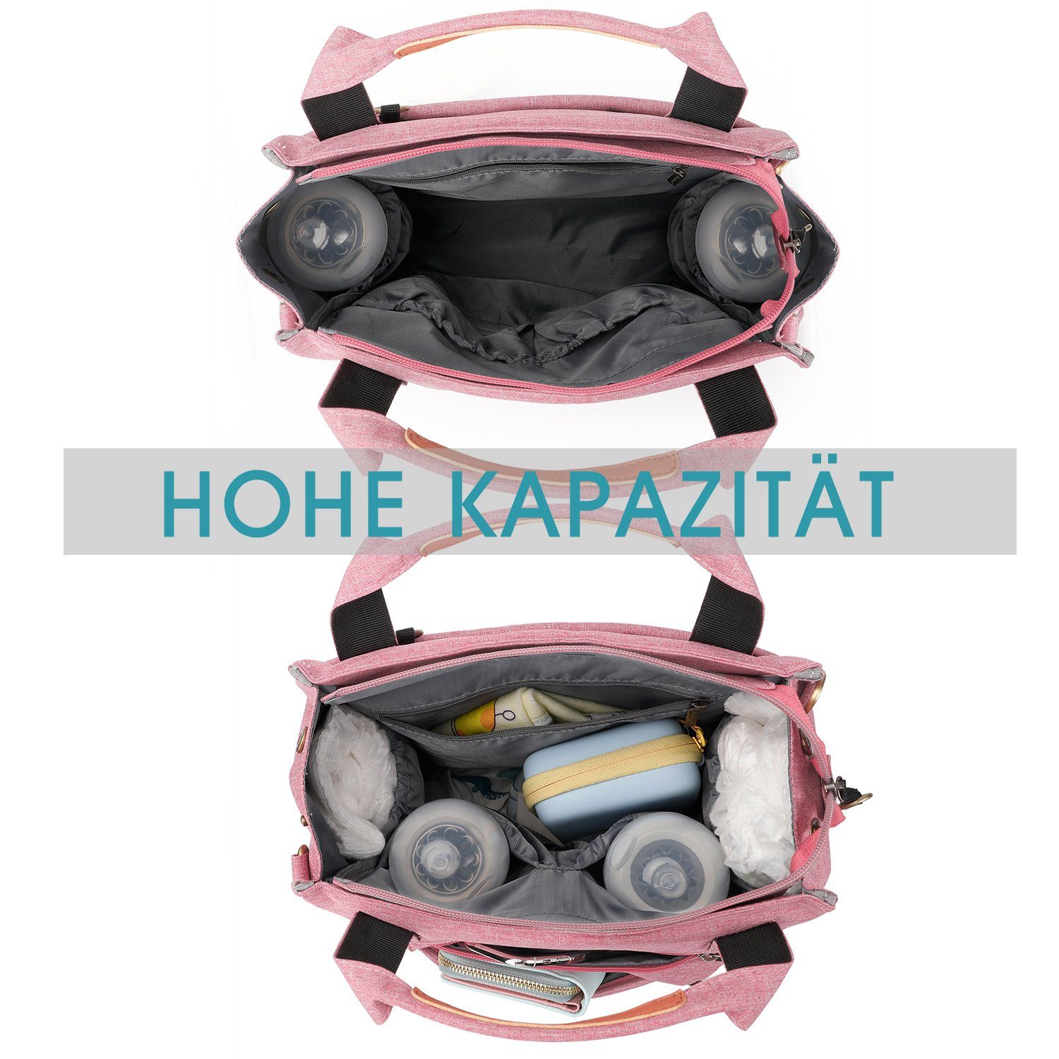 Kinderwagengurte Multifunktions-Babytaschen Schnullerhalter mit Rucksack Babytasche, REDOM wasserabweisend tragbarer Wickeltasche (Windeln Pink Kapazität), Flaschenhalter, Große mobiler Rucksack Tasche Milchfläsche Wickelrucksack mit Wickelauflage Babyflasche Baby Multifunktional, Wickelrucksack,