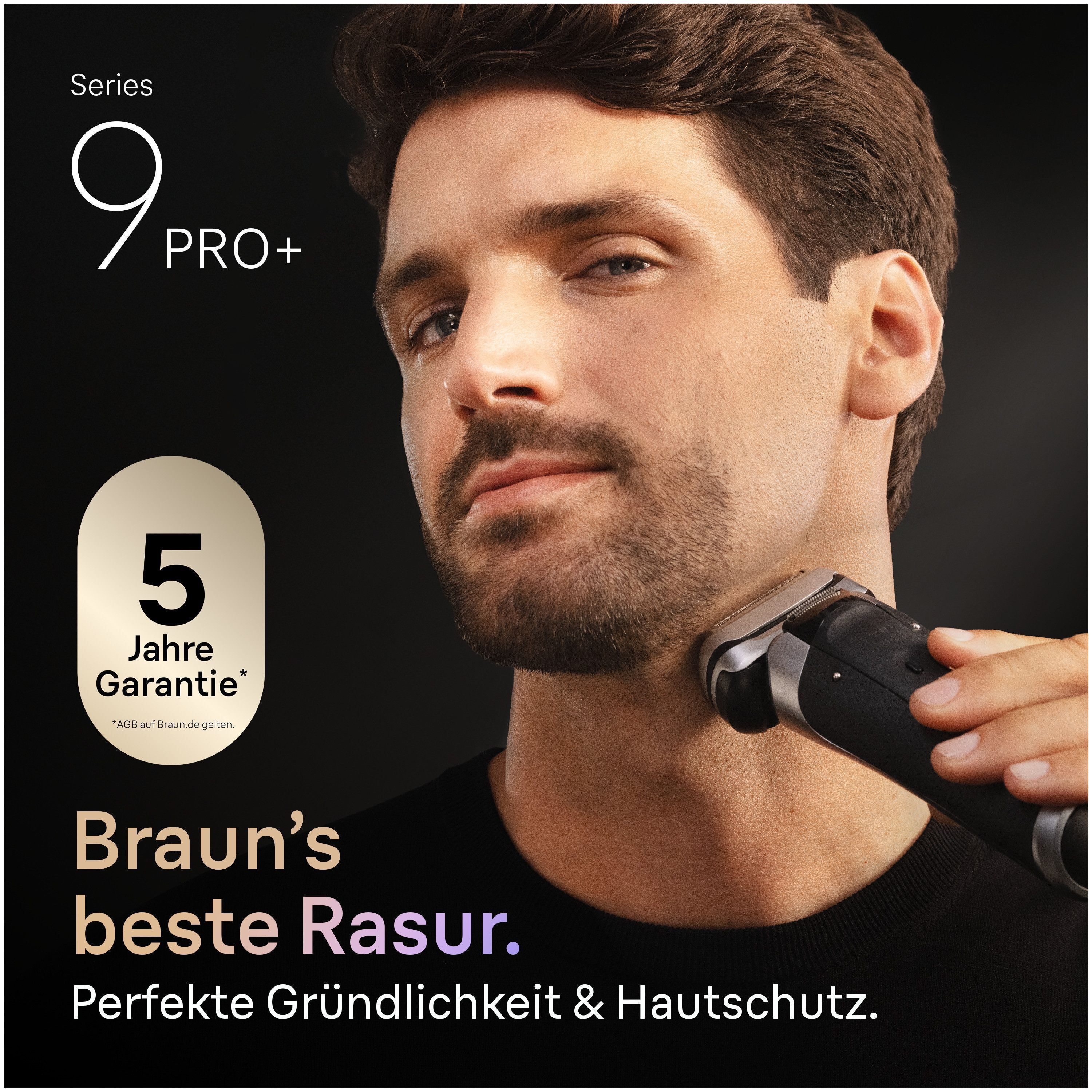 Braun Elektrorasierer Series 9 9675cc, Smart Care Center, integrierter Präzisionstrimmer, 5+1 ultradünne Präzisionsklingen, Ladeetui, 6-in-1 SmartCare Center grau