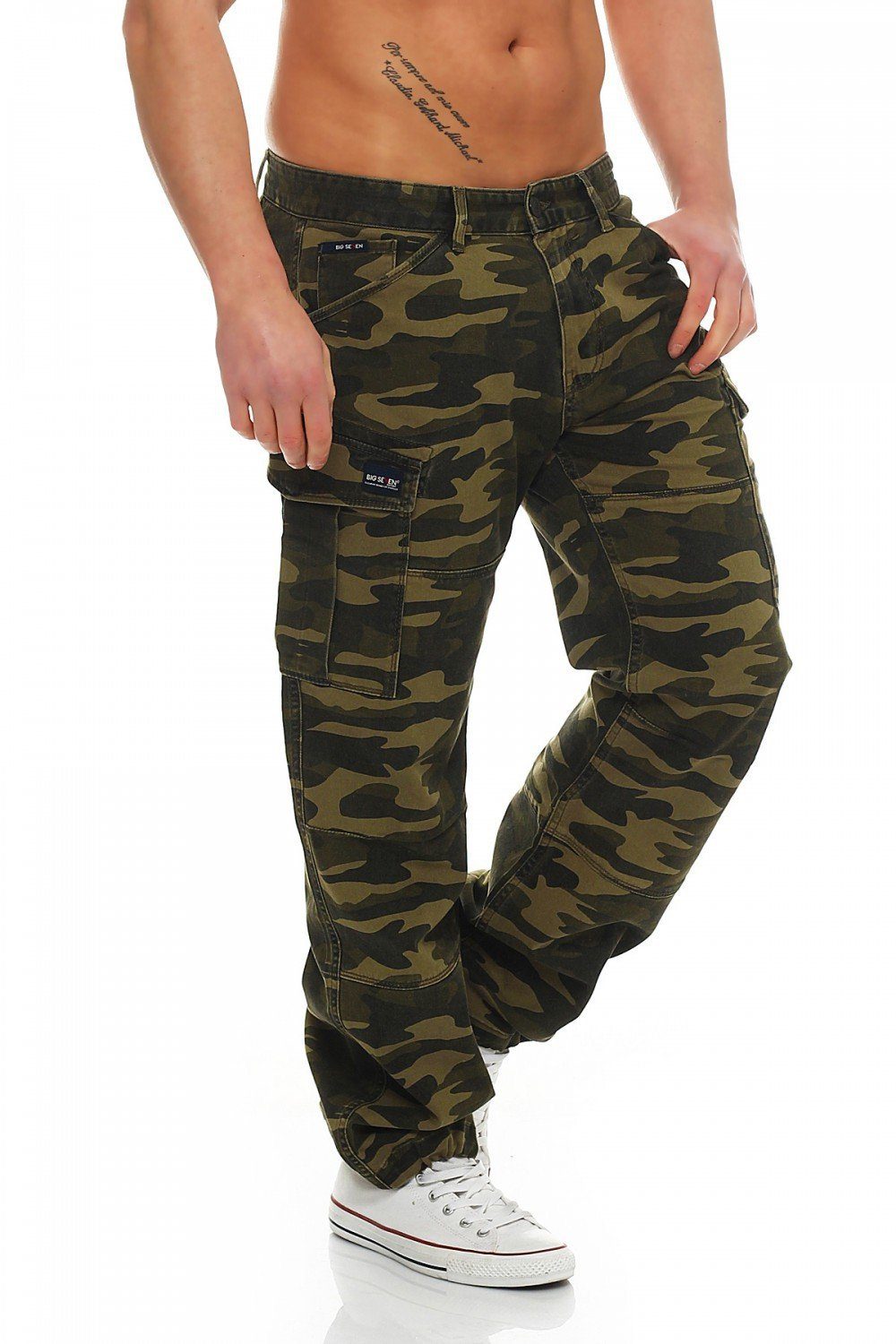 Herren Cargojeans Cargo Big Big Camouflage Seven Fit Brian Comfort Green Jeans Seven Hose