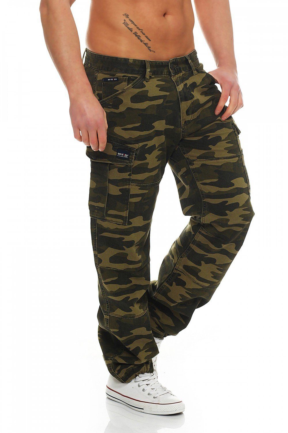 Big Seven Cargojeans Big Seven Brian Cargo Hose Green Camouflage Comfort Fi günstig online kaufen