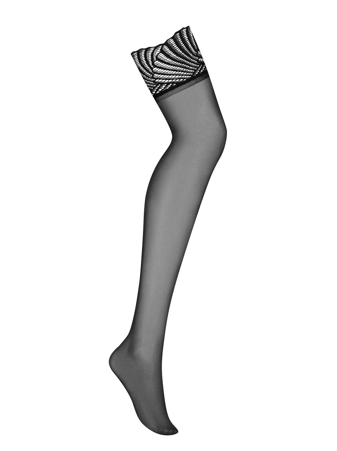 Obsessive Halterlose Strümpfe Strapsstrümpfe Klarita schwarz transparent Nylon (1-Paar)