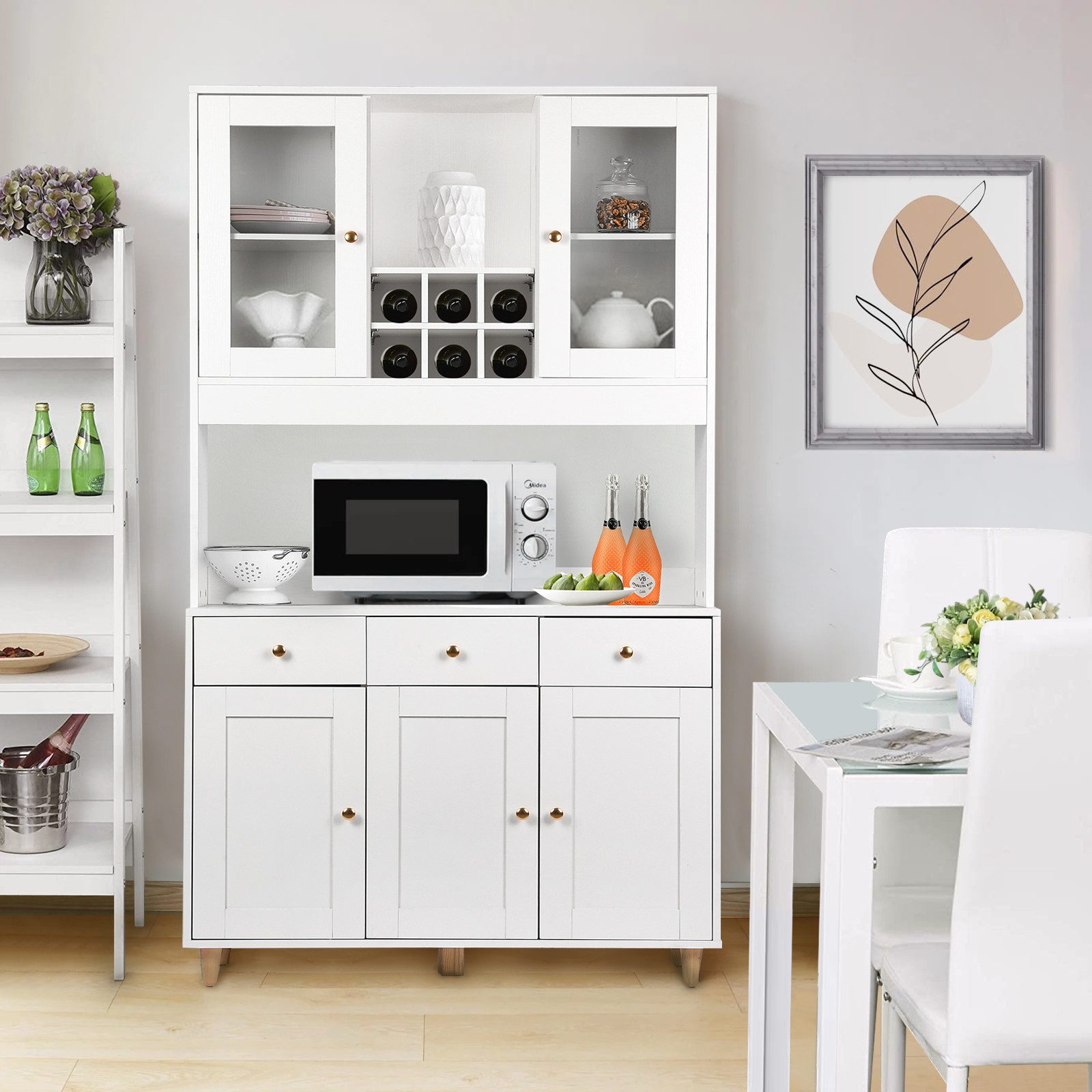 VOWNER Küchenbuffet Vitrine, Mehrzweckschrank, 5 Türen günstig online kaufen