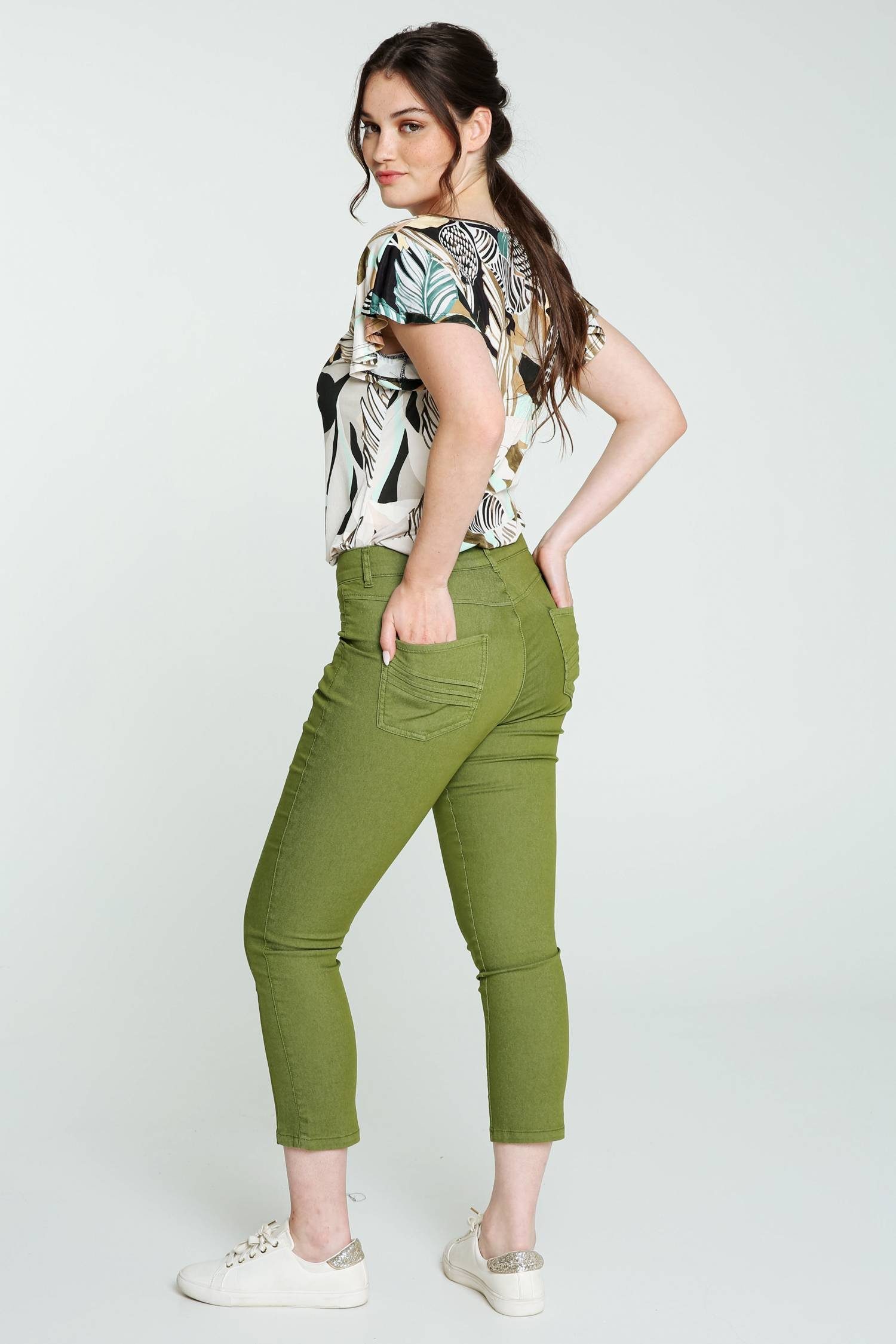 Faltendetail 5-Pocket-Jeans Slim-Fit-7/8-Jeans 5 Und Mit Taschen Cassis