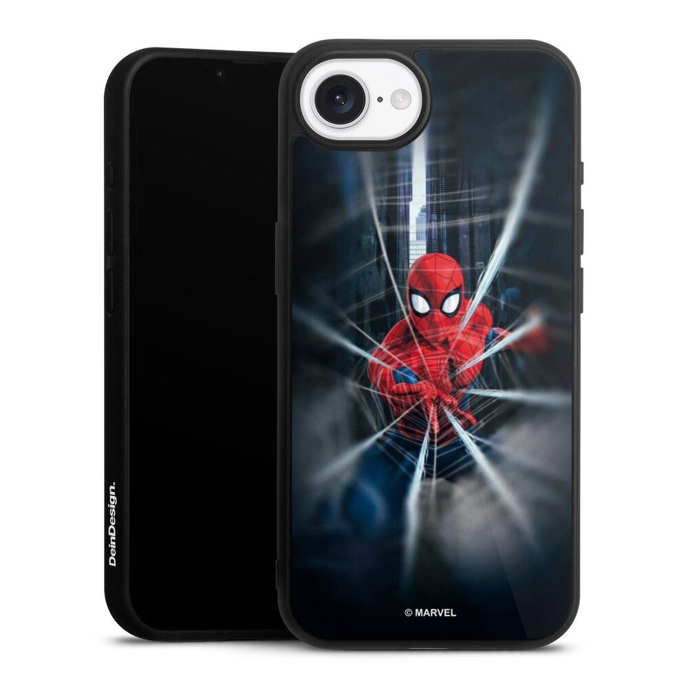 DeinDesign Handyhülle Marvel Spider-Man Kinofilm Spider-Man Webs In Action, Apple iPhone 16e Gallery Case Glas Hülle