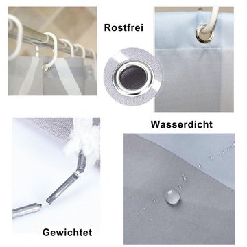 Fanci Home Duschvorhang Wassertropf Polyester Anti-Schimmel Textil wasserdicht (Schimmelresistent Wasserabweisend), Anti-Bakteriell Waschbar inklusive Ringe Duschvorhanghaken