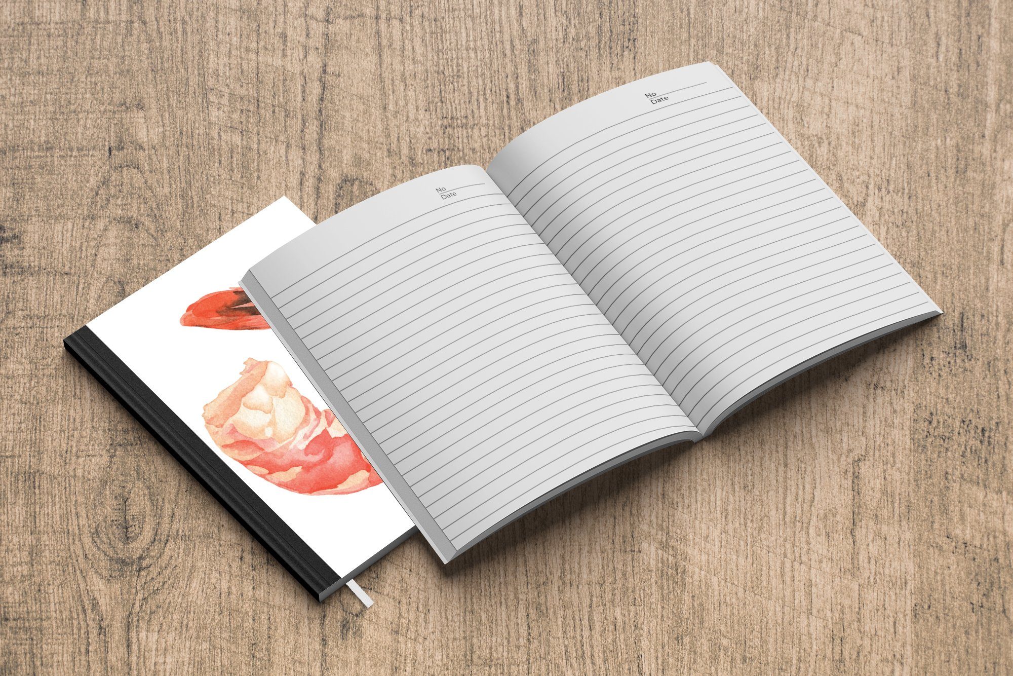Tagebuch, - Garnele 98 Rosa, - Aquarell Journal, Notizbuch A5, Notizheft, MuchoWow Seiten, Merkzettel, Haushaltsbuch