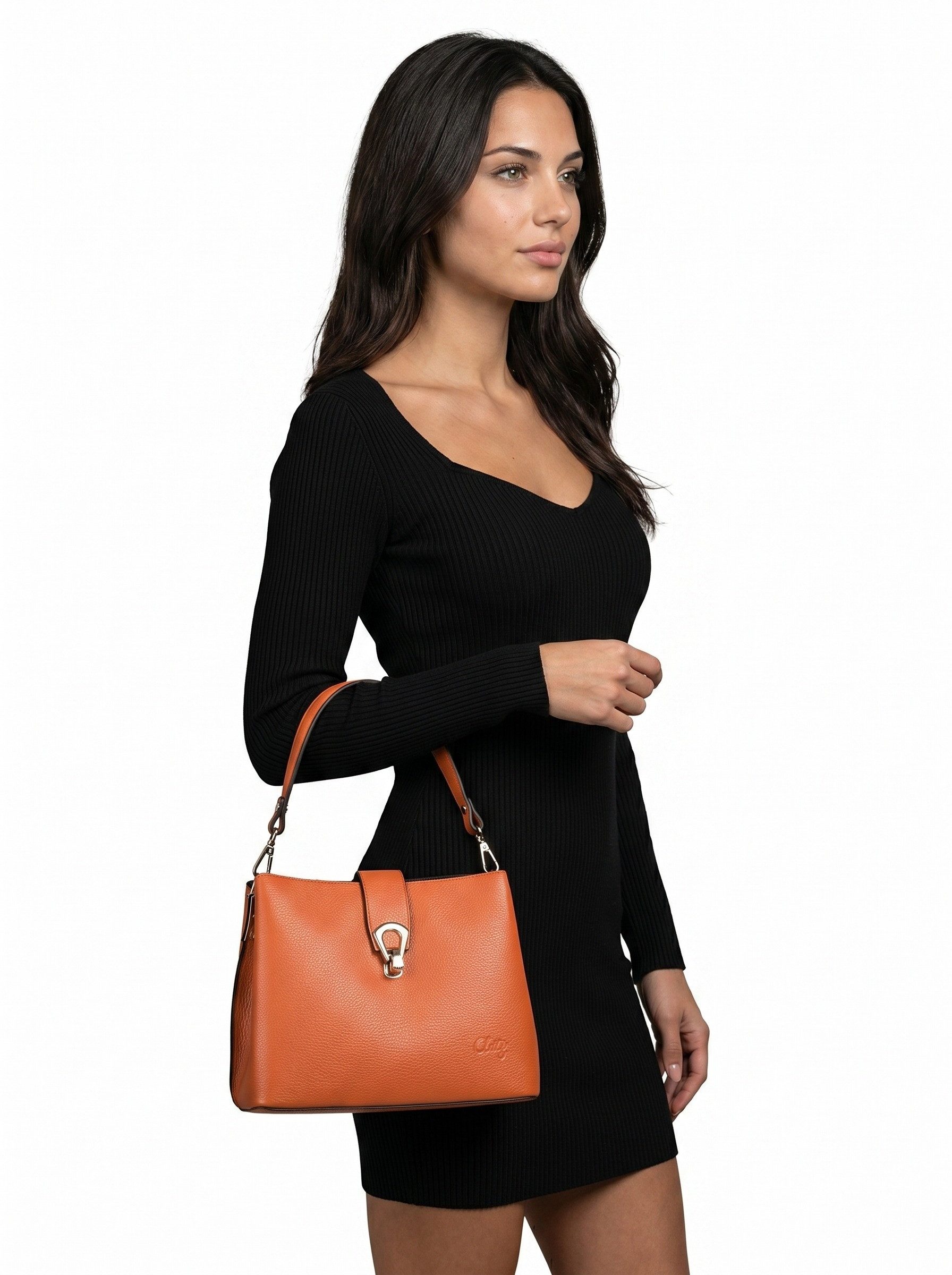 Cluty Umhängetasche, echt Leder, Made in Italy