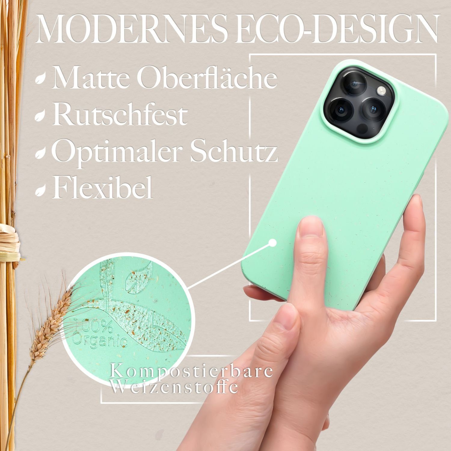 Nalia Smartphone-Hülle Apple iPhone 14 Pro 15,5 cm (6,1 Zoll), Nachhaltige Bio Hülle / MagSafe Funktion / Ökologisch / ohne Plastik
