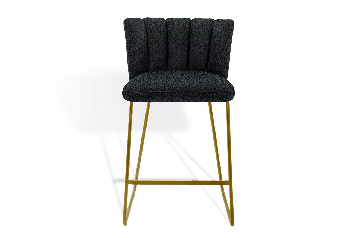 KFF Esszimmerstuhl Thekenstuhl Gaia ohne Arm Leder schwarz