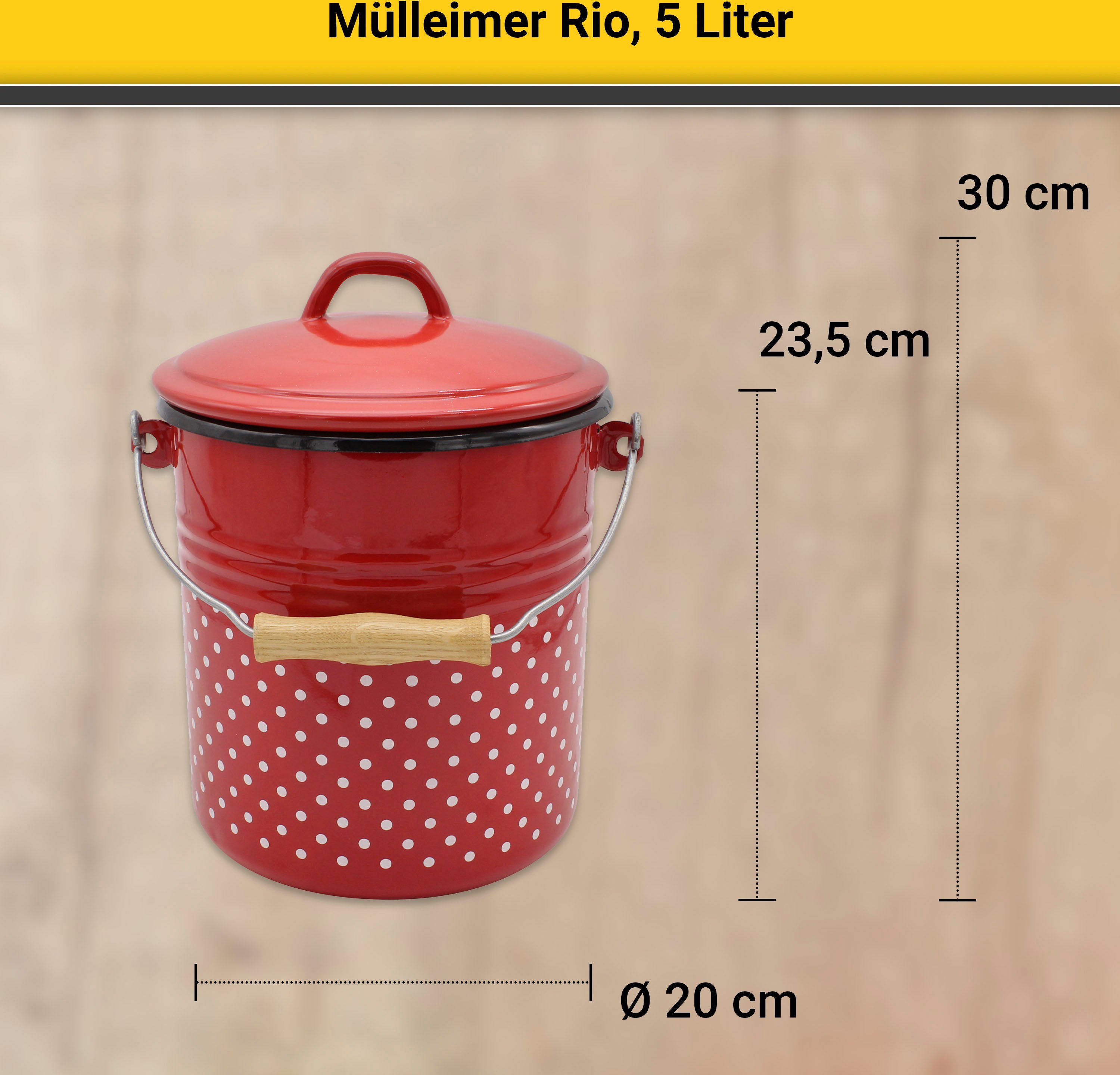 Krüger Mülleimer Mülleimer Deckel Made mit Liter, rot Rio, 5 in Europe