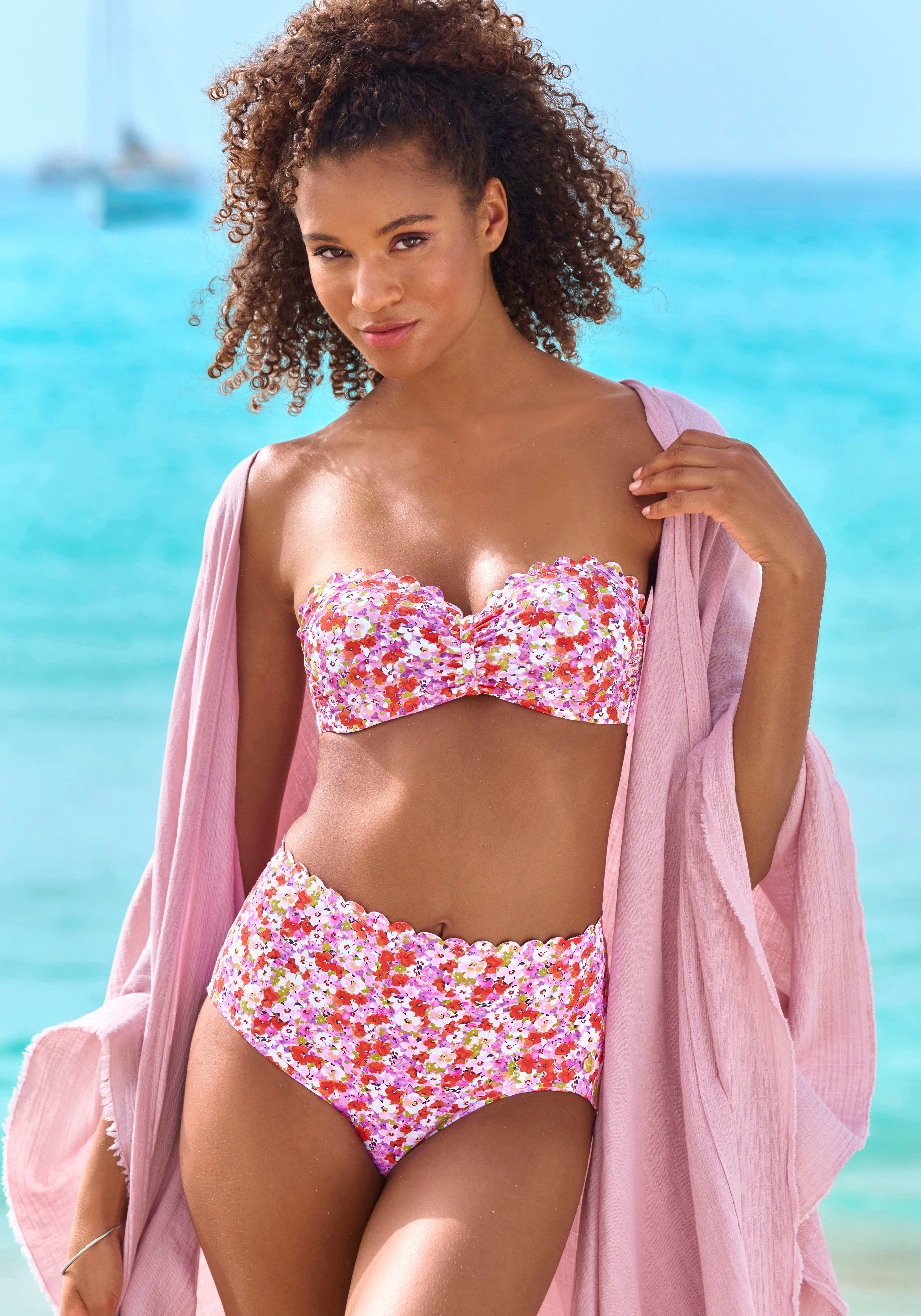 LASCANA Highwaist-Bikini-Hose Jasmin im Blümchen-Druck günstig online kaufen