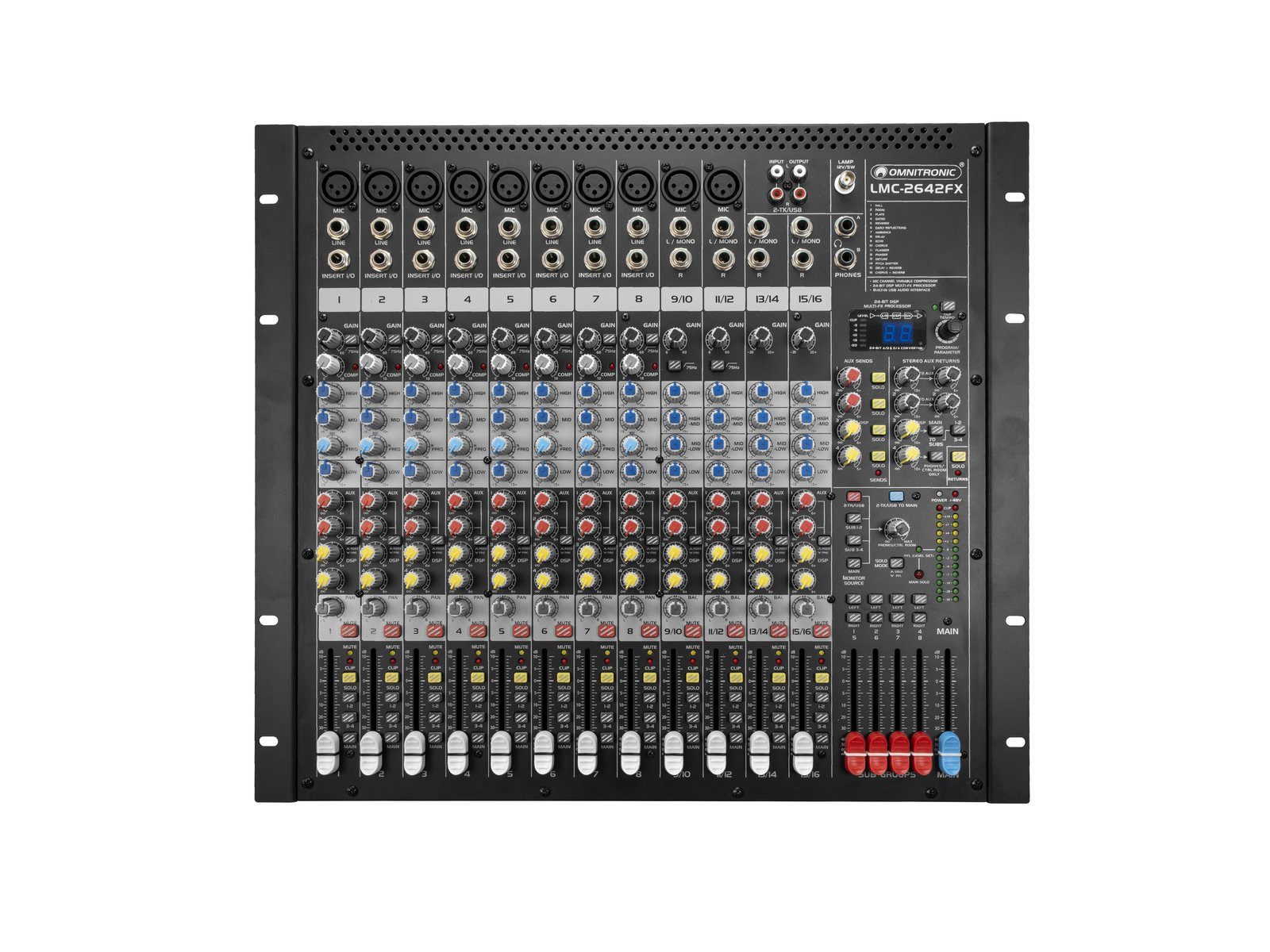 Omnitronic LMC-2642FX USB Mischpult Mischverstärker (Anzahl Kanäle: 16, Live Mixer)