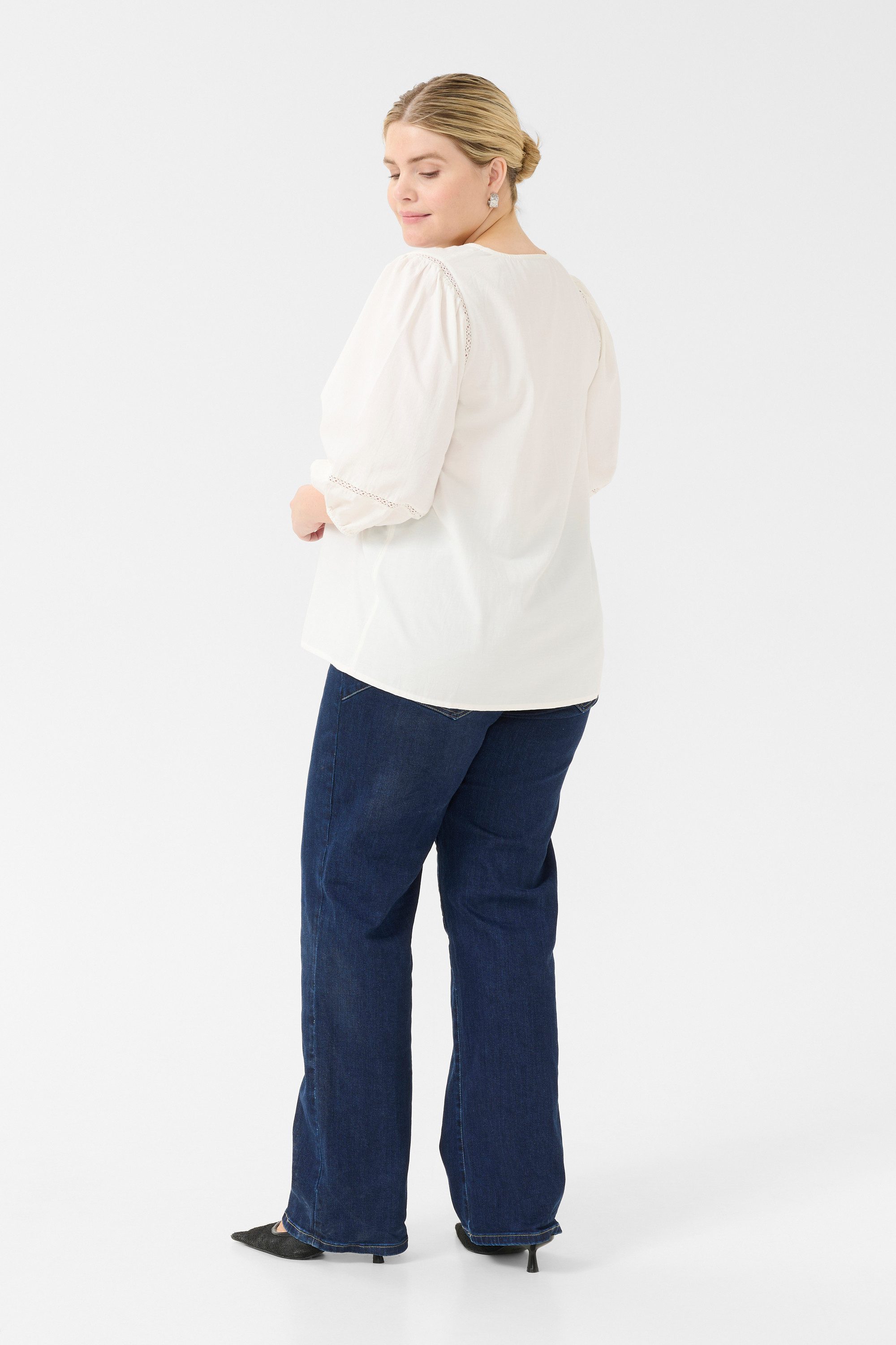 KAFFE Curve Langarmbluse Langarm-Bluse KClilje Große Größen