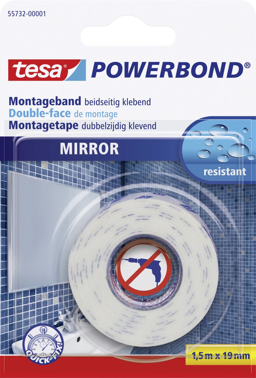 tesa Montageband tesa doppelseitiges Montageband Spiegel 1,5 m x 19 – Bild 4 von 5