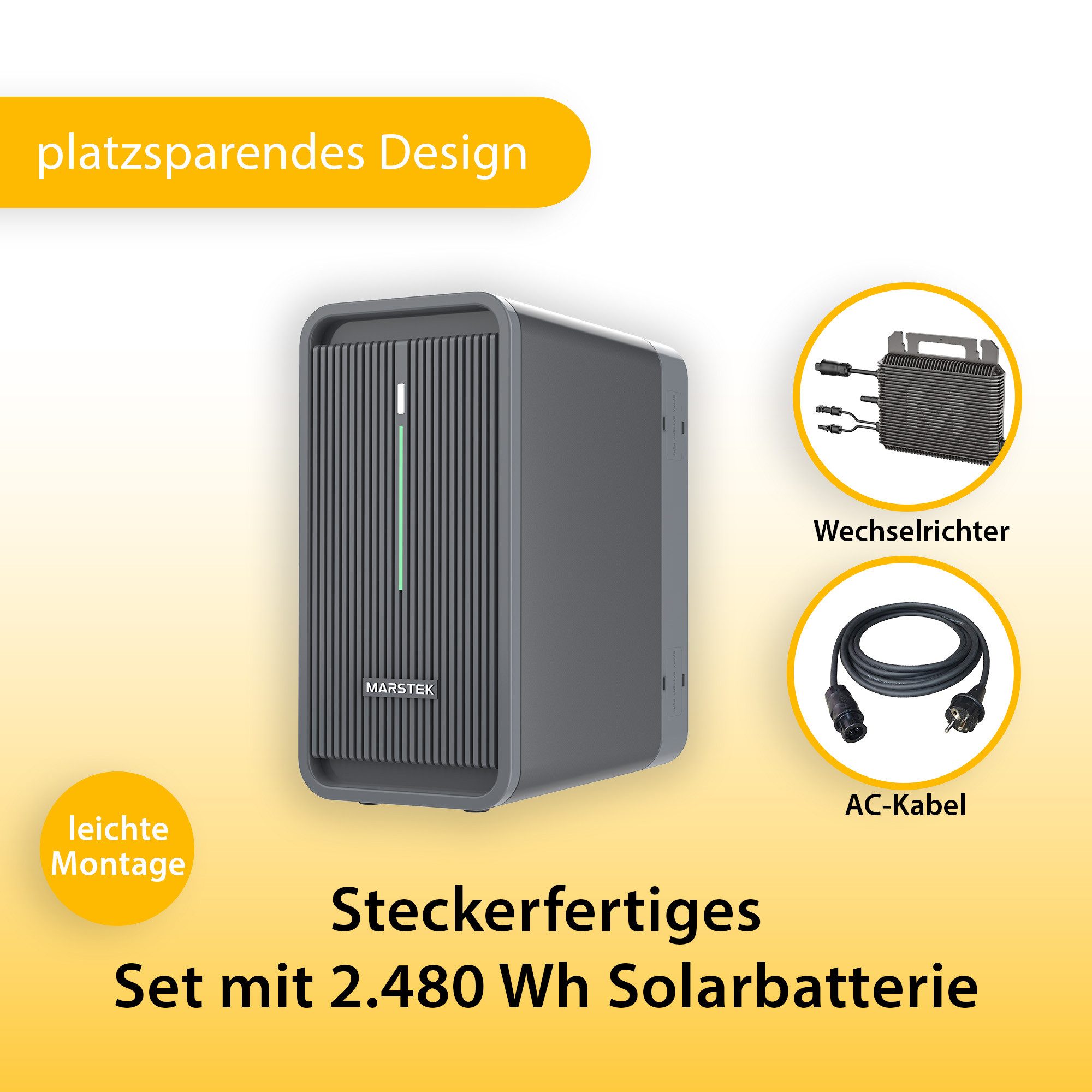 VALE Balkonkraftwerk Kompaktes Solaranlage Set Bifazial mit Speicher & Wechselrichter, (im Set mit Marstek Speicher & Wechselrichter, Full Black, 880-920 Wp), Plug&Play, BKW, Solarmodul, Photovoltaik Set, Wifi, App-Steuerung