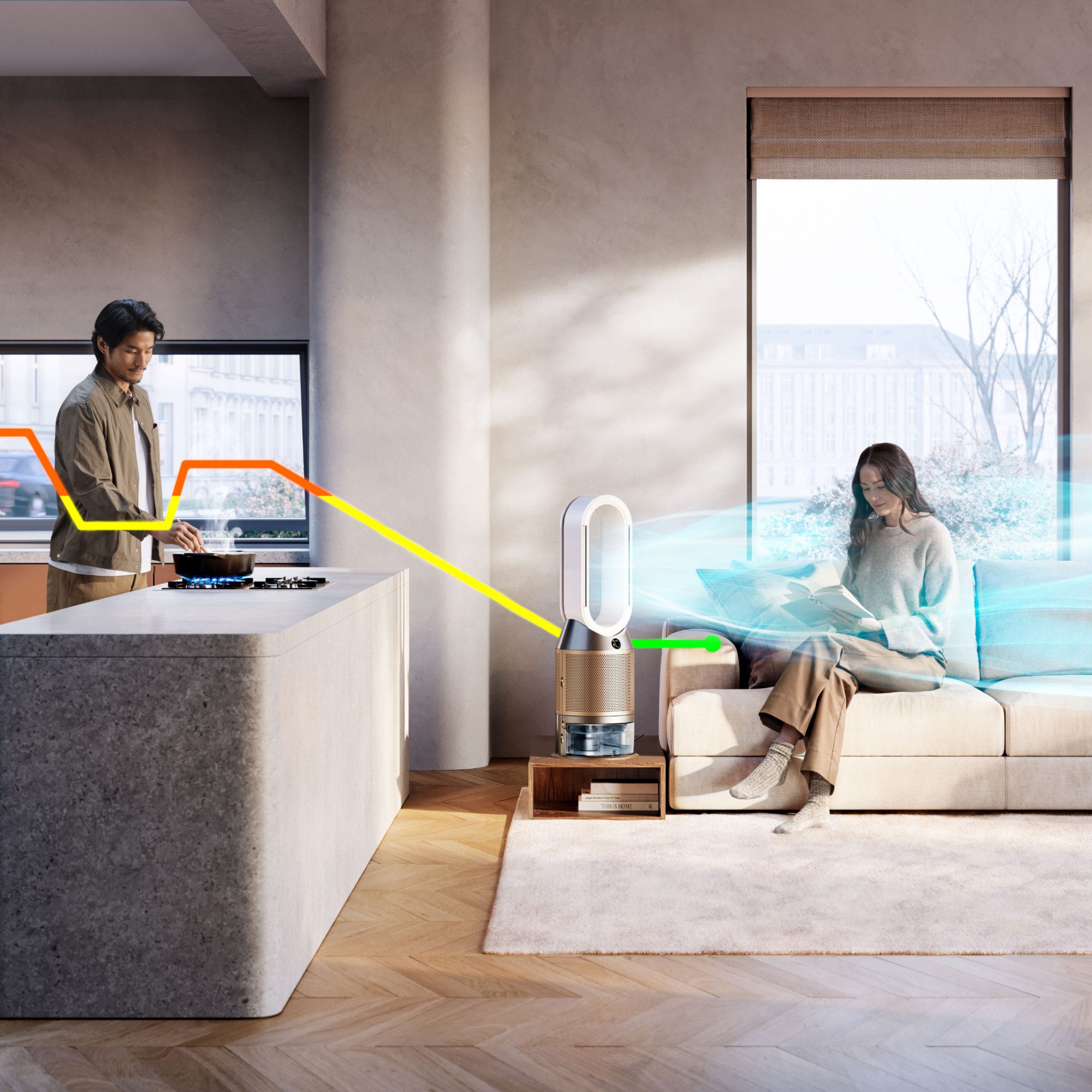 DYSON Luftreiniger Dyson Purifier Humidify+Cool PH2 De-Nox™, Luftreiniger, Luftbefeuchter & Ventilator, Smart-Home-fähig