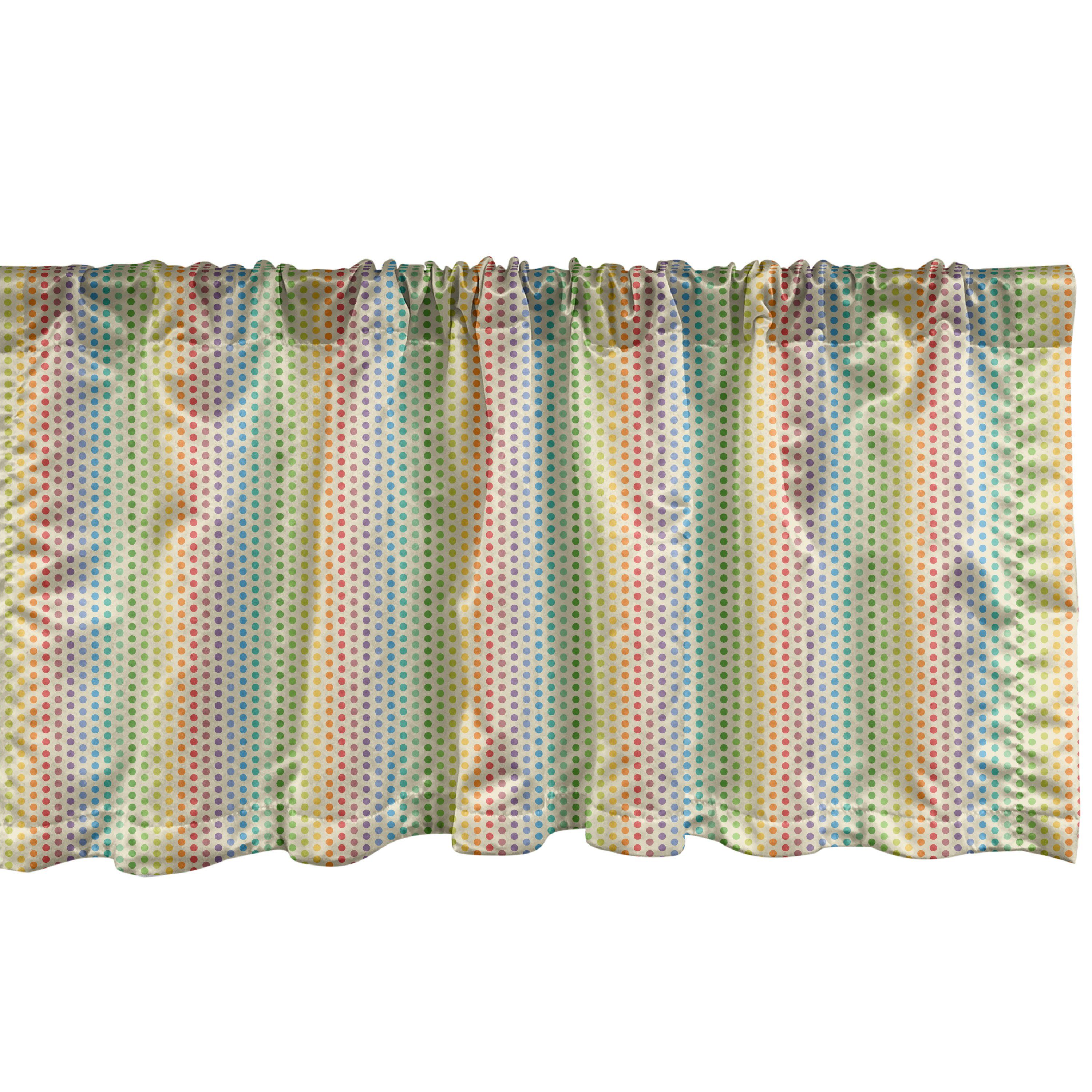 Scheibengardine Vorhang Volant für Küche Schlafzimmer Dekor mit Stangentasche, Abakuhaus, Microfaser, Regenbogen Bunte Punkte Spectrum