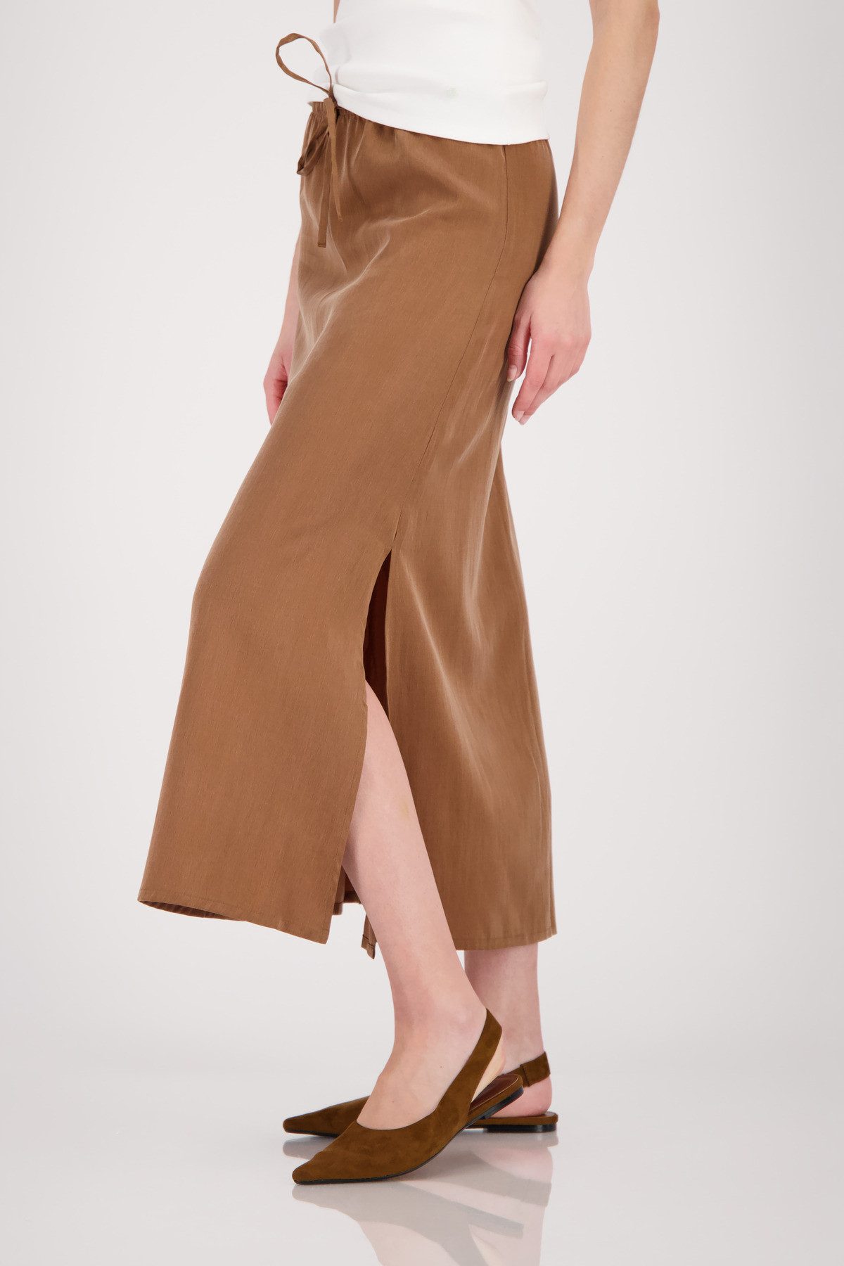 Monari Midirock Rock Basic Cupro Seidig glatte Haptik, Midi-Länge, Bindeband, Seitenschlitz