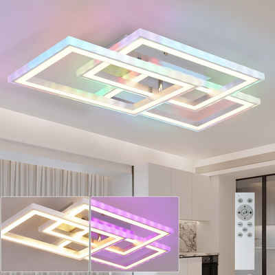 ZMH LED Deckenleuchte Schlafzimmerlampe Dimmbar mit Fernbedienung RGB, LED fest integriert, RGB, 45W
