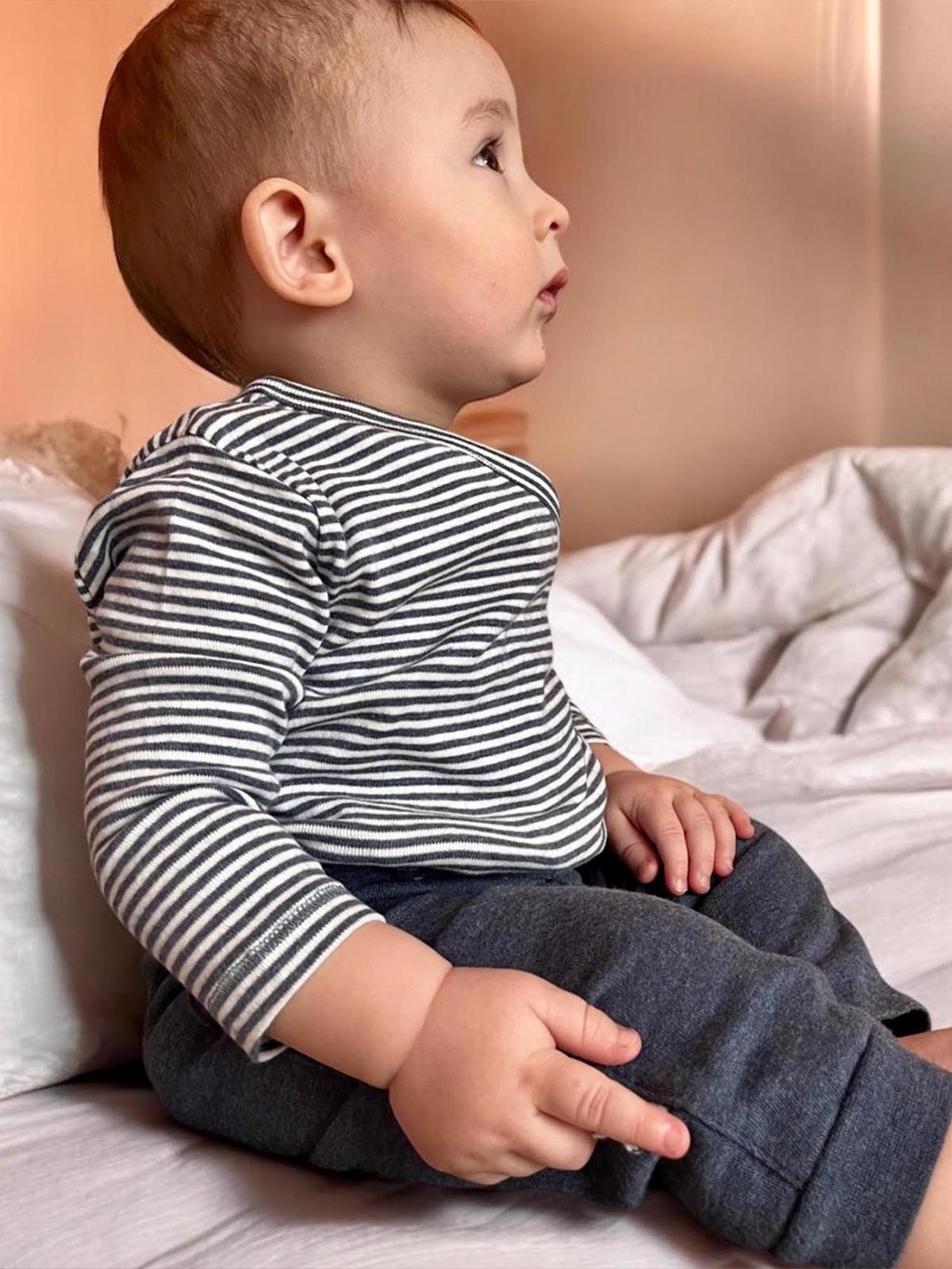 OrganicEra Langarmwickelbody Wickel-Langarmbody aus Bio-Baumwolle, gestreift (1-tlg)