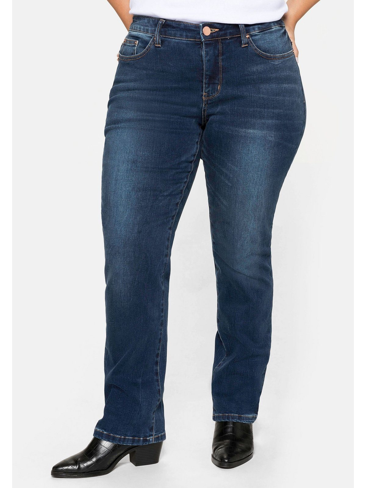 dark blue Bodyforming-Effekt Jeans mit Große Sheego Gerade Denim Größen