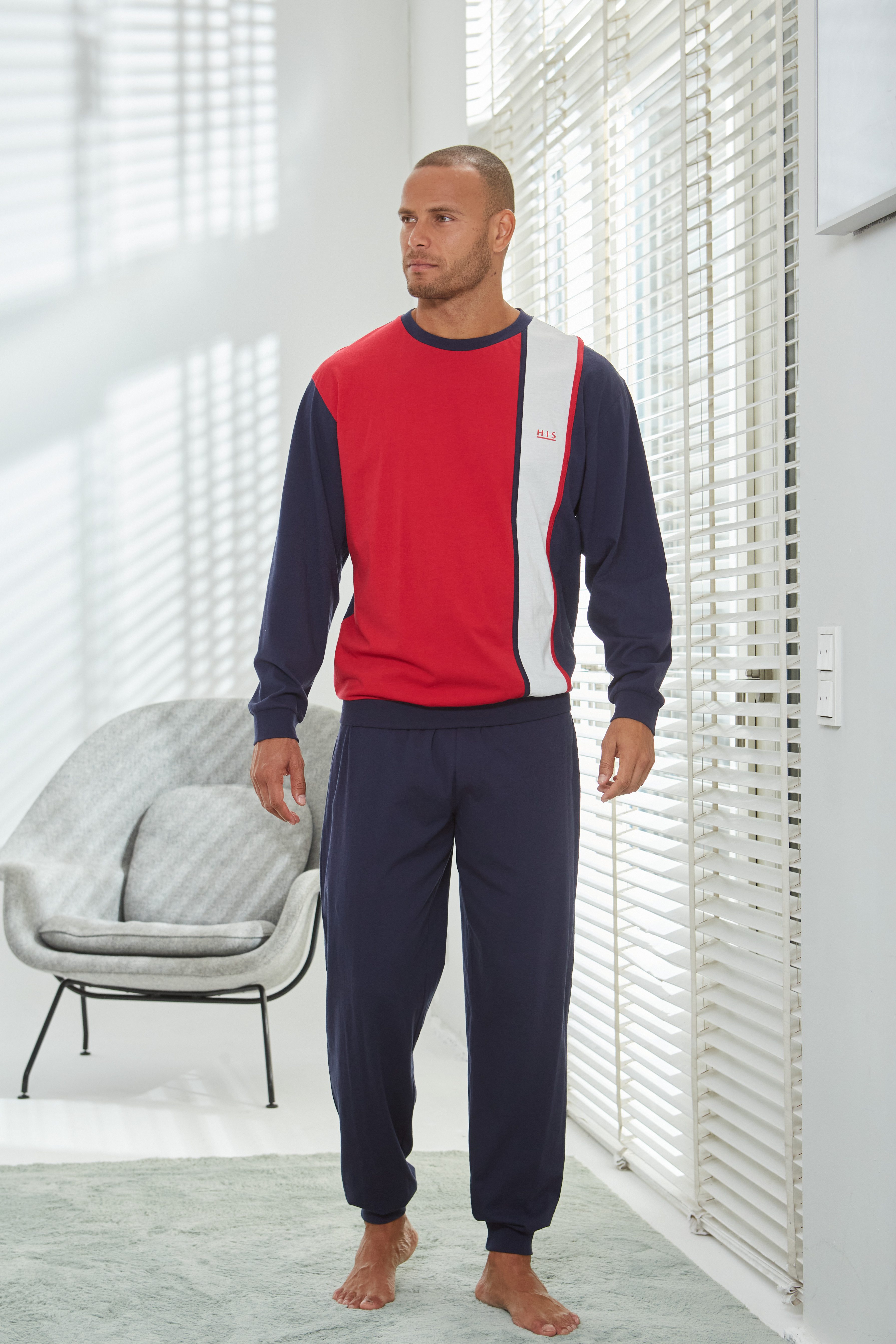 H.I.S Pyjama Schlafanzug für Herren (2 tlg., 1 Stück) Schlafanzug mit breit günstig online kaufen