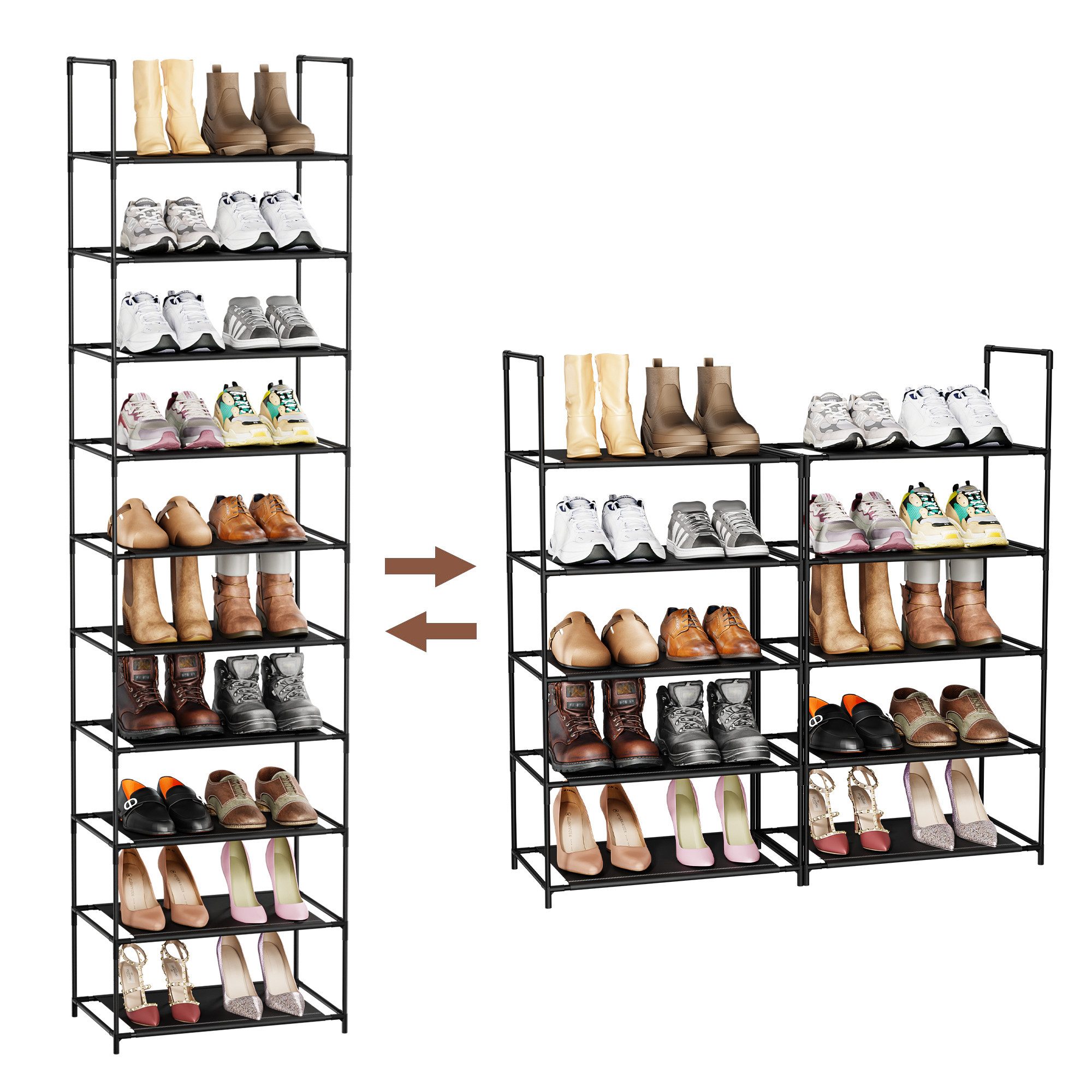 Sekey Schuhregal Schuhaufbewahrung mit 10 Ebenen, Schuhständer, Schuhschran günstig online kaufen