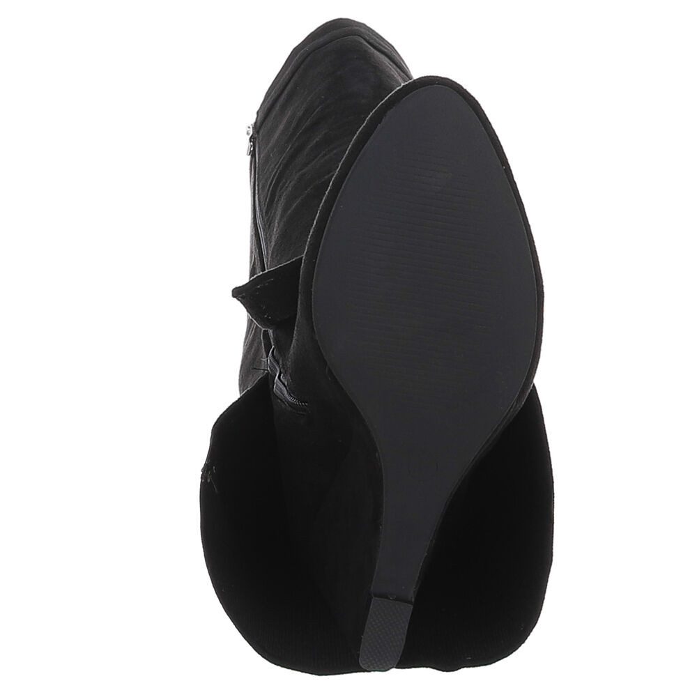Ital-Design Elegante Überknie-Stiefel mit Komfort und modernem Design Keilstiefel (90458211) Keilabsatz/Wedge Stiefel in Schwarz