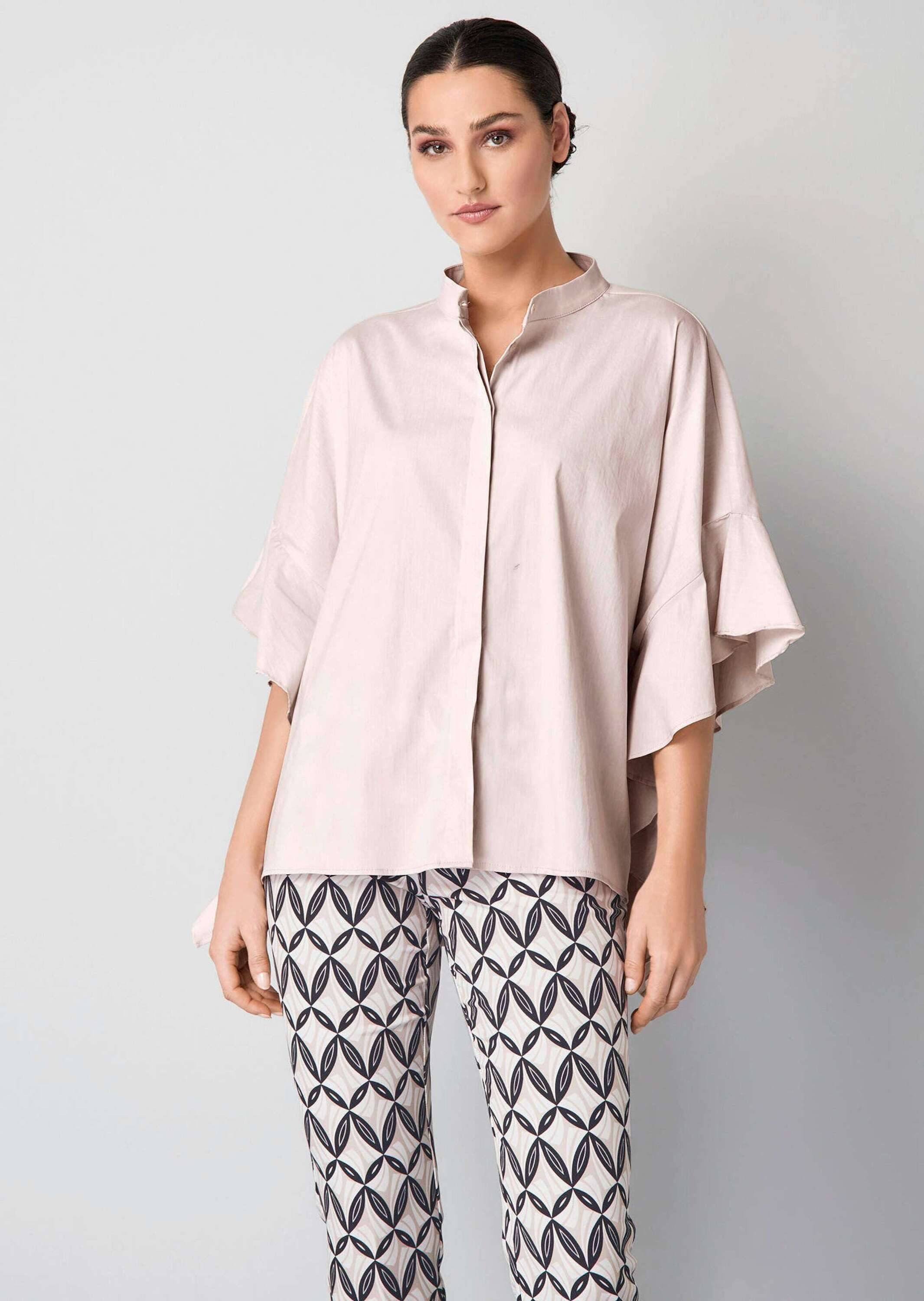 Alba Moda Kurzarmbluse Oversizedbluse mit großem Volantärmel