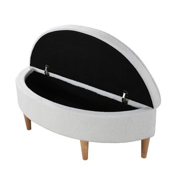 Gotagee Bettbank Polsterbänke Bettbänke Betthocker halbkreisförmige Hockerfläche Weiß
