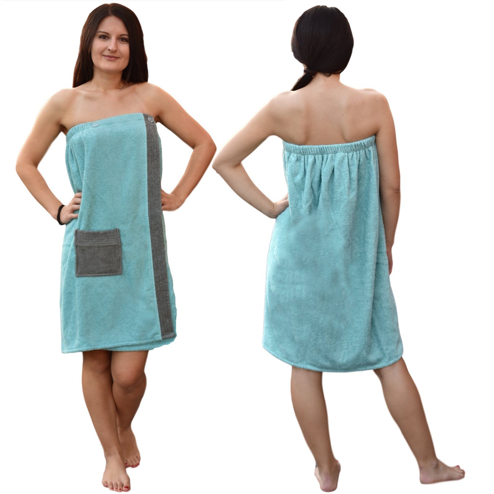 M-XXL Sarong Damen Baumwolle Frottee - Mintgrün Sauna Kilt matt 100% JEMIDI Saunatuch