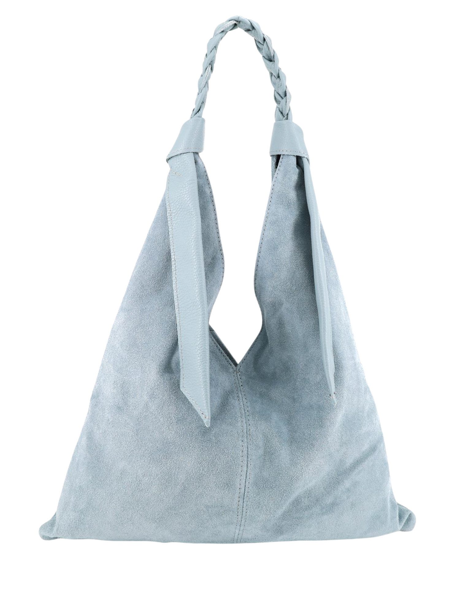 BRISE TASCHE Сумки для покупок Eleganter Сумки для покупок aus Wildleder & Nappaleder (Single, Einzeltasche), Geflochtener Lederhenkel, weiche Wildleder-Haptik