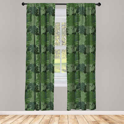 Gardine Vorhang für Wohnzimmer Schlafzimmer Dekor, Abakuhaus, Microfaser, Waldgrün Camo Palmblätter