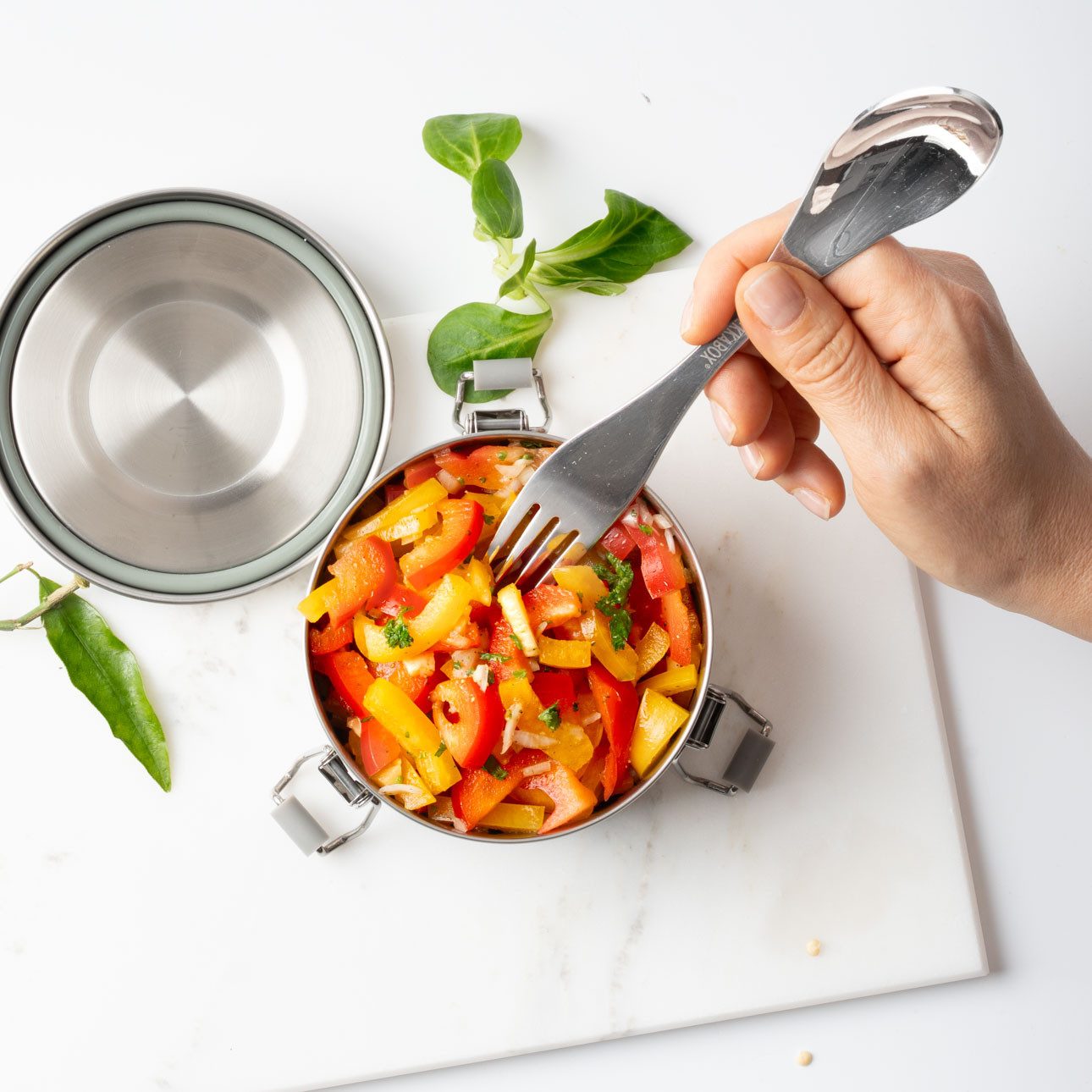 LEKKABOX Campinglöffel Spork, 19cm - Löffel Gabel Kombi Edelstahl Göffel To Go Besteck, Löffel & Gabel in einem – die perfekte Größe für Thermobehälter