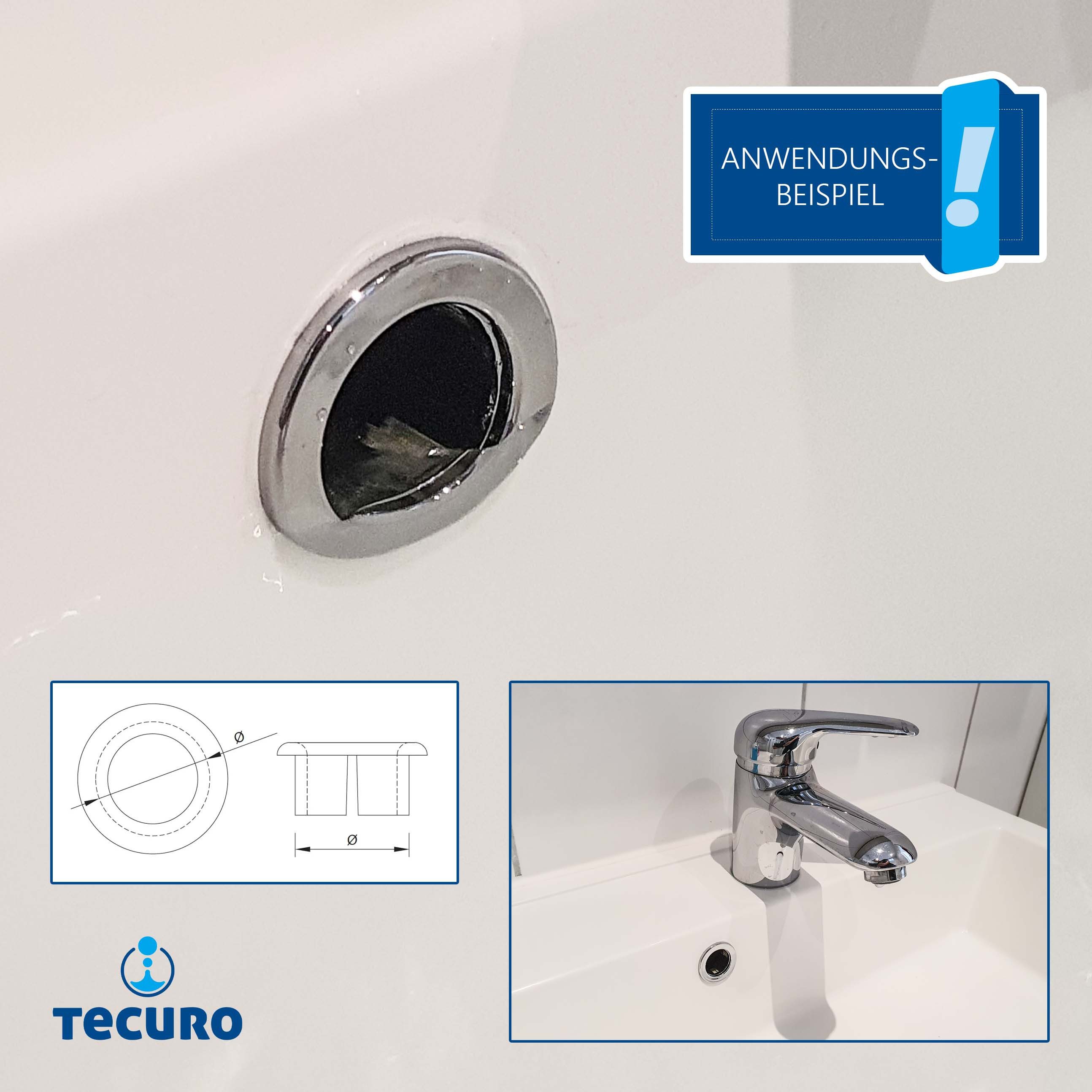 tecuro Badarmatur Überlaufblende Ø 14/19/24/28 mm Abdeckung Ring für Überlaufloch – Bild 4 von 4
