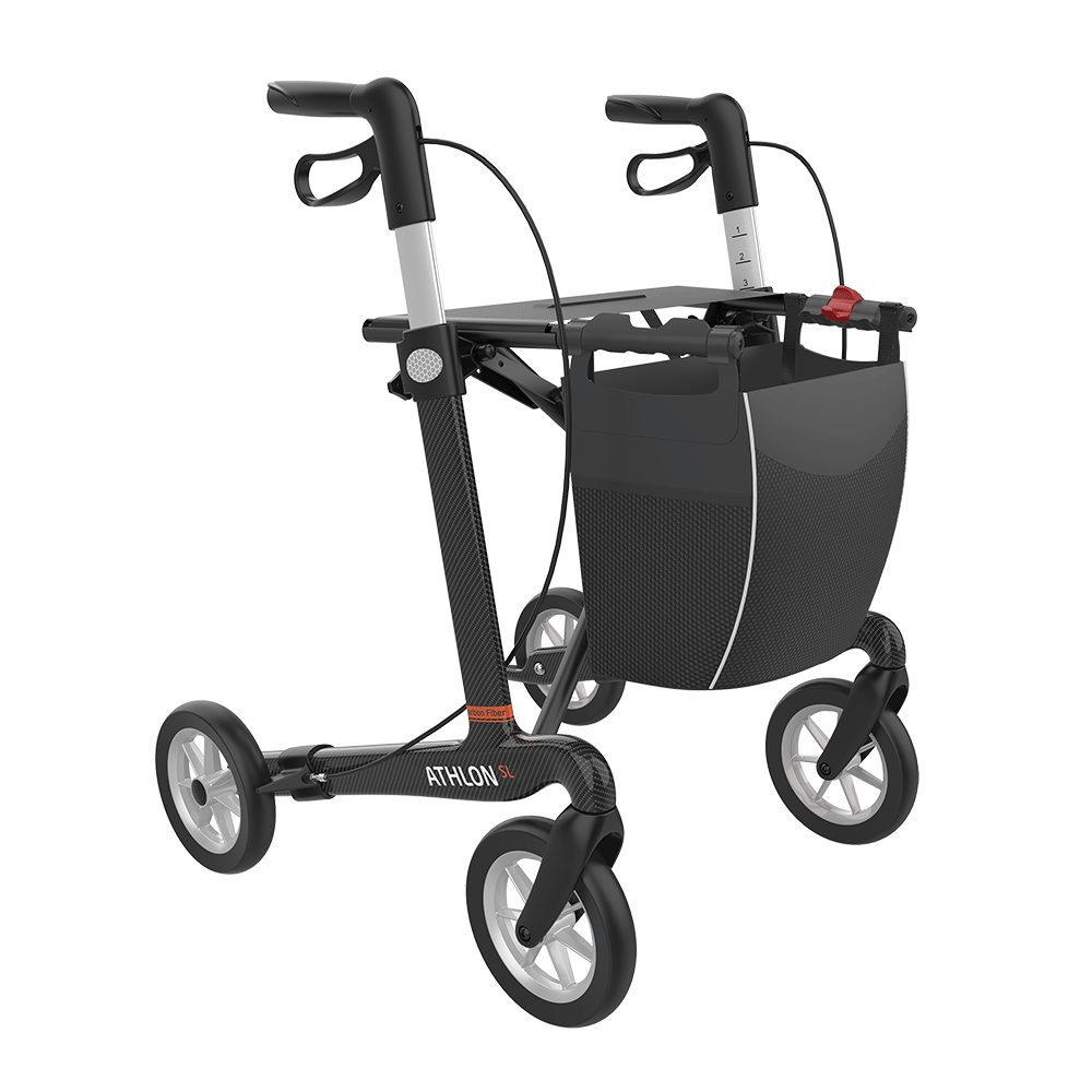 Rehasense Rollator Carbon Athlon SL Gr. S mit PUR-Softrädern, Ultraleicht: nur 5,2 kg Gesamtgewicht