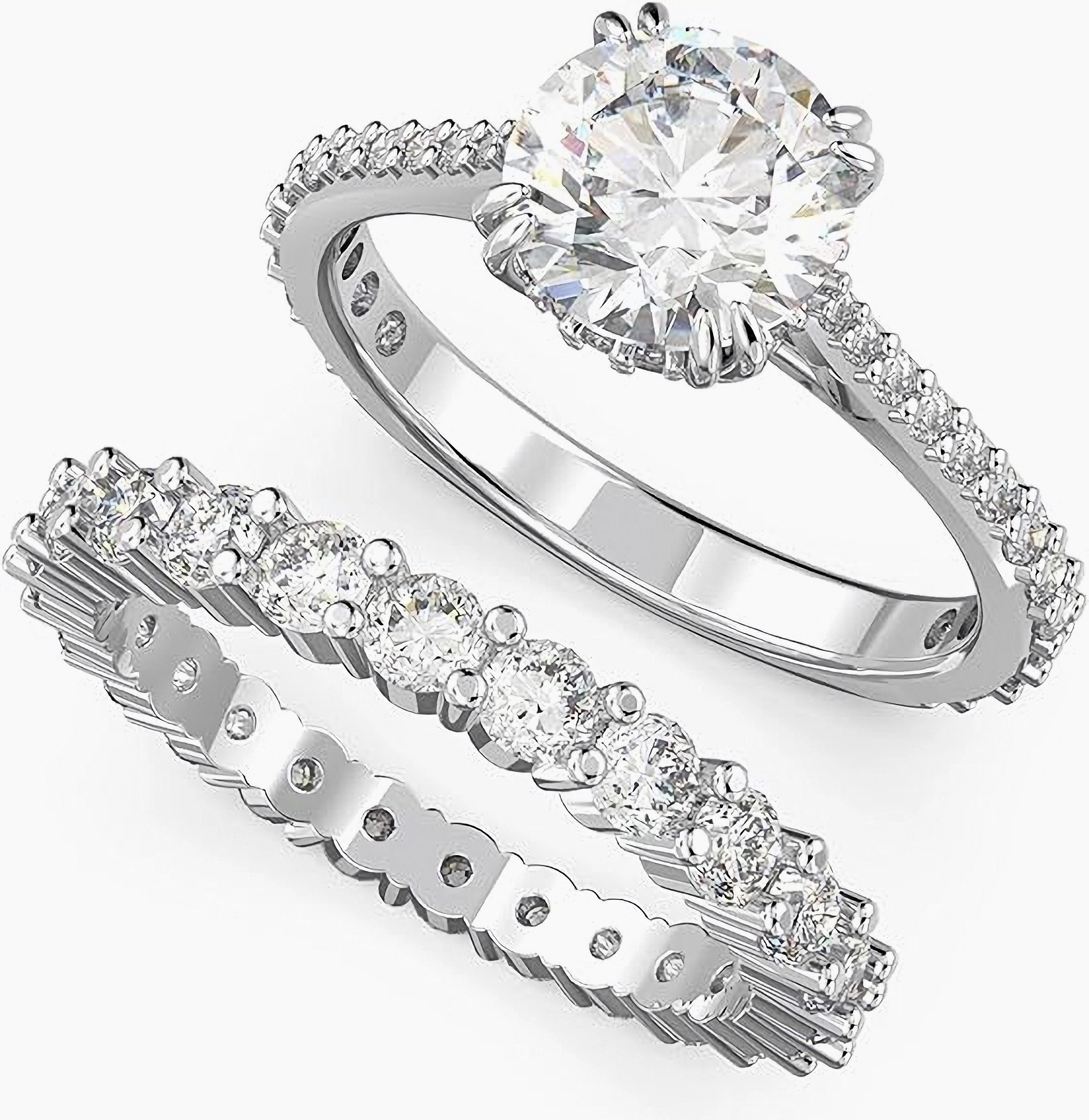 Jumpeak Verlobungsring 585 Gold Braut-Hochzeitsring-Set, 1ct Labor Rund-Diamant, mit IGI, D/VS1/3EX, Abnehmbar, Das perfekte Weihnachts- und Verlobungsgeschenk