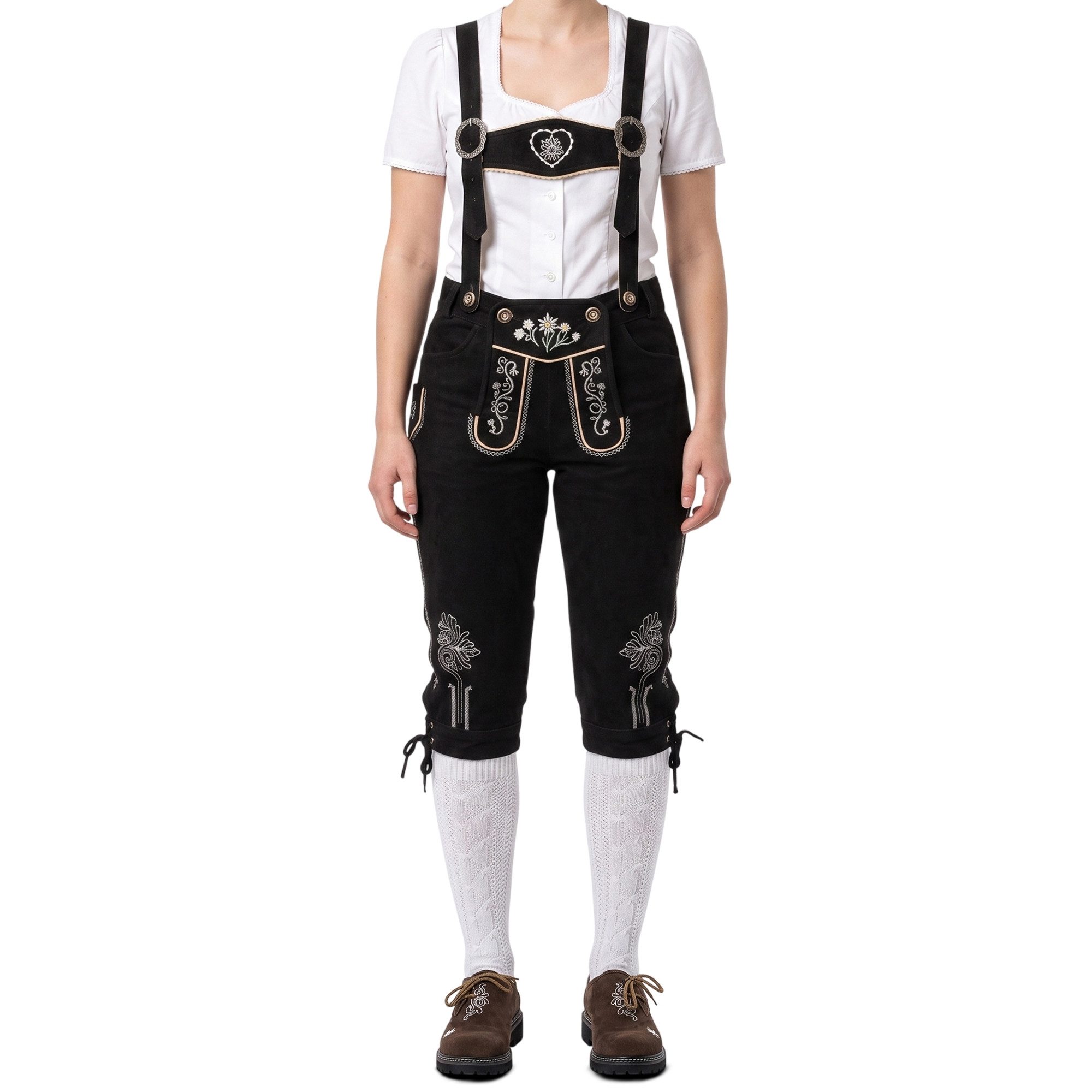 German Wear Trachtenhose GW121 Damen Trachten Jeans Hose mit Hosenträgern