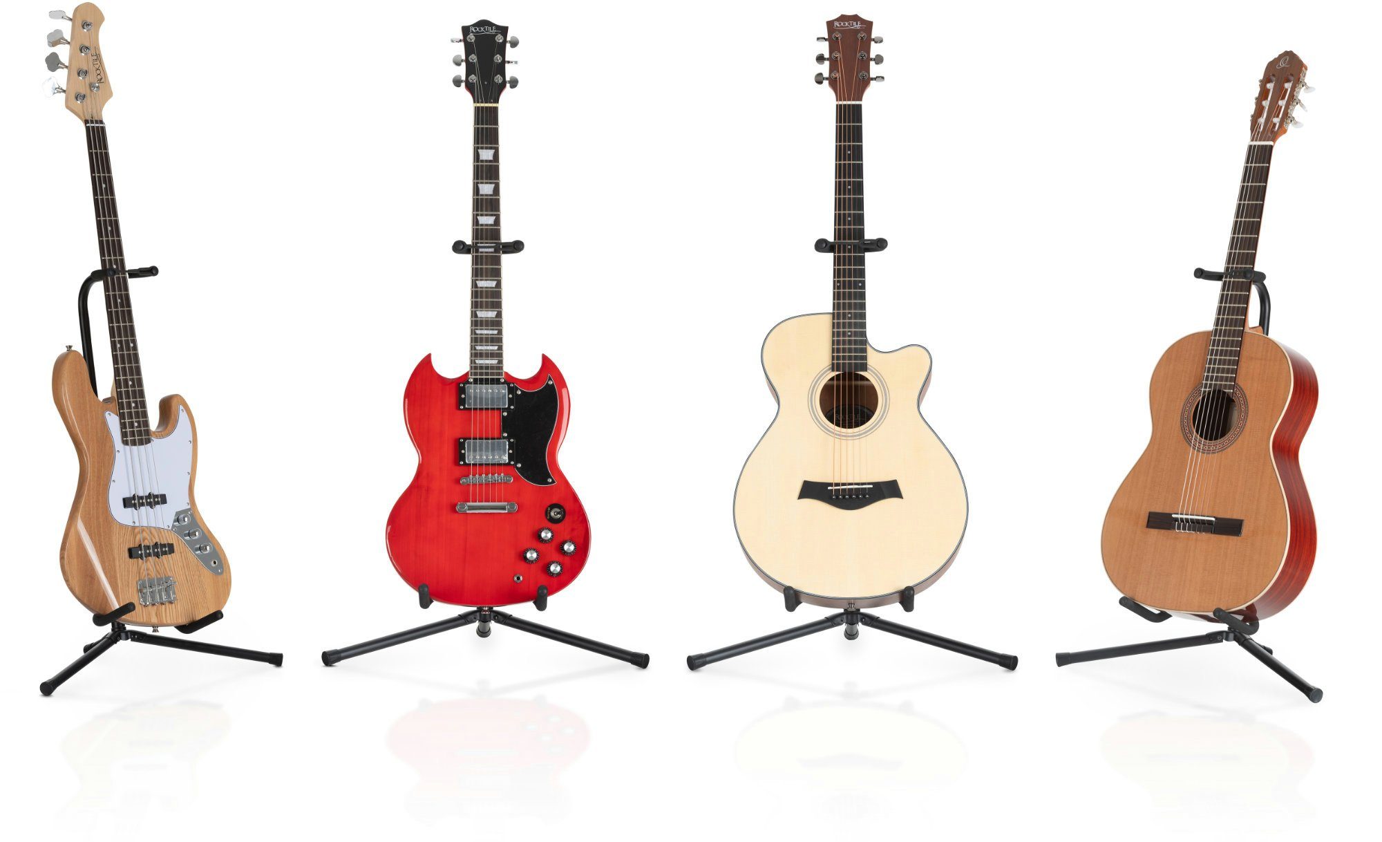 Rocktile Gitarrenständer GSN-01 Gitarrenstativ mit Halsstütze, (1-tlg), Passend für Gitarre, Bass, Banjo etc.