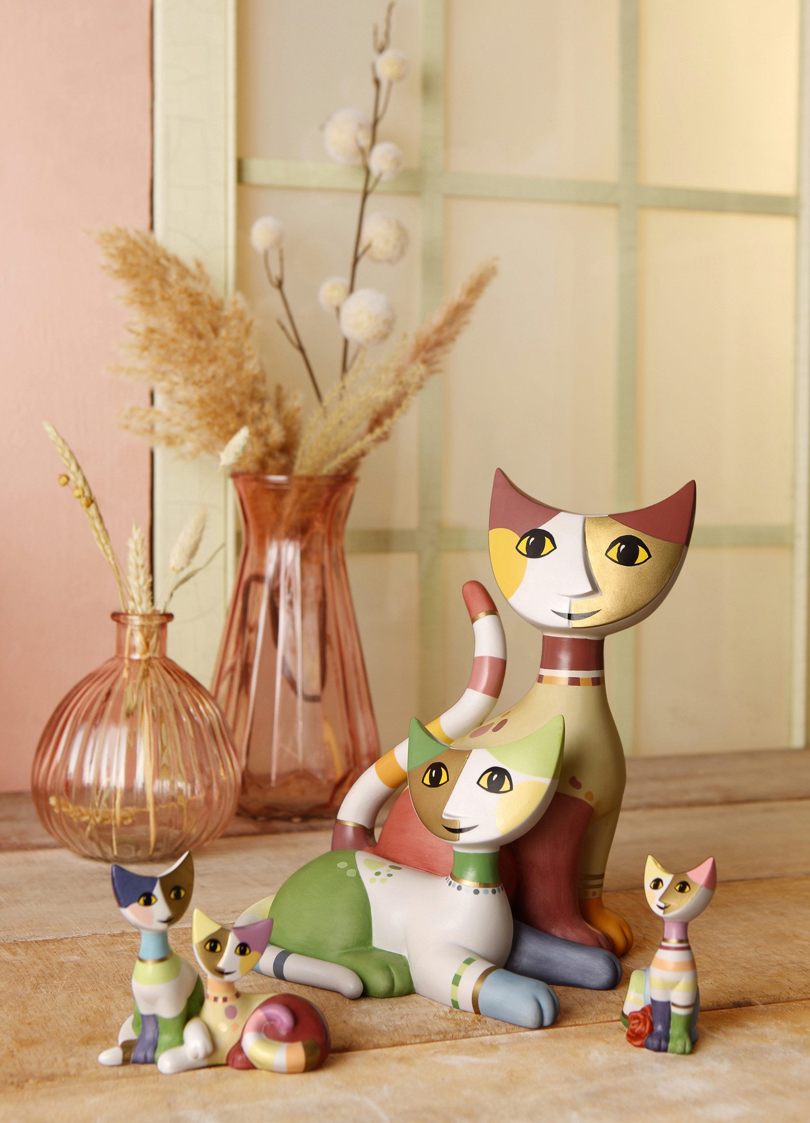 Goebel Dekofigur Rosina Wachtmeister, handgearbeitet, mehrfarbig, Katze, H: 8cm