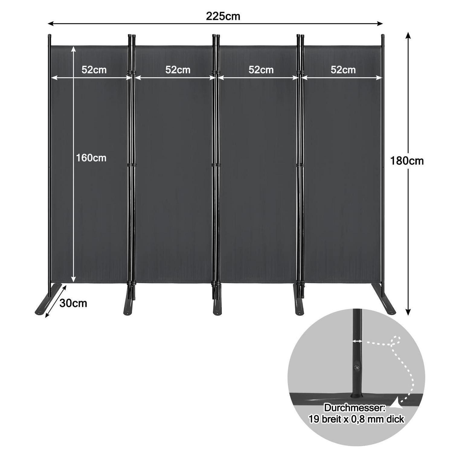 LuxusKollektion Paravent Paravent 225x180 cm Outdoor Anthrazit (1 St)