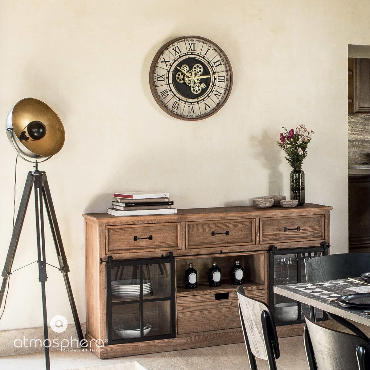 Atmosphera Créateur d'intérieur Wanduhr Wanduhr STELLA, Ø 57 cm, mit römischen Ziffern