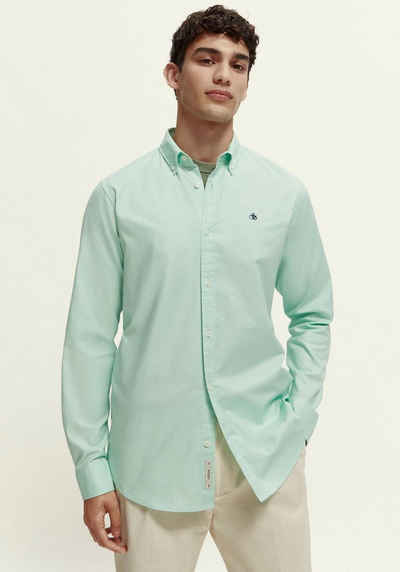 Scotch & Soda Langarmhemd Essentials - Regular-Fit Organic Cotton Oxford Shirt mit kleiner Logo-Stickerei auf der Brust